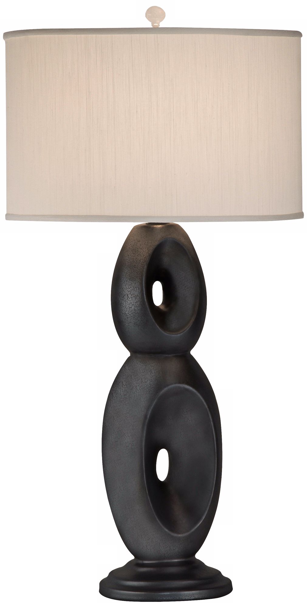 Thumprints Loop Graphite With White Shade Table Lamp