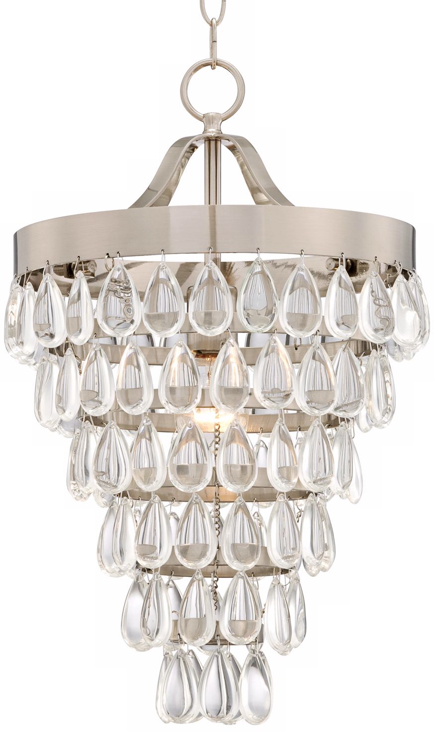 Brushed Steel and Crystal 12 1/2" Wide Pendant Light
