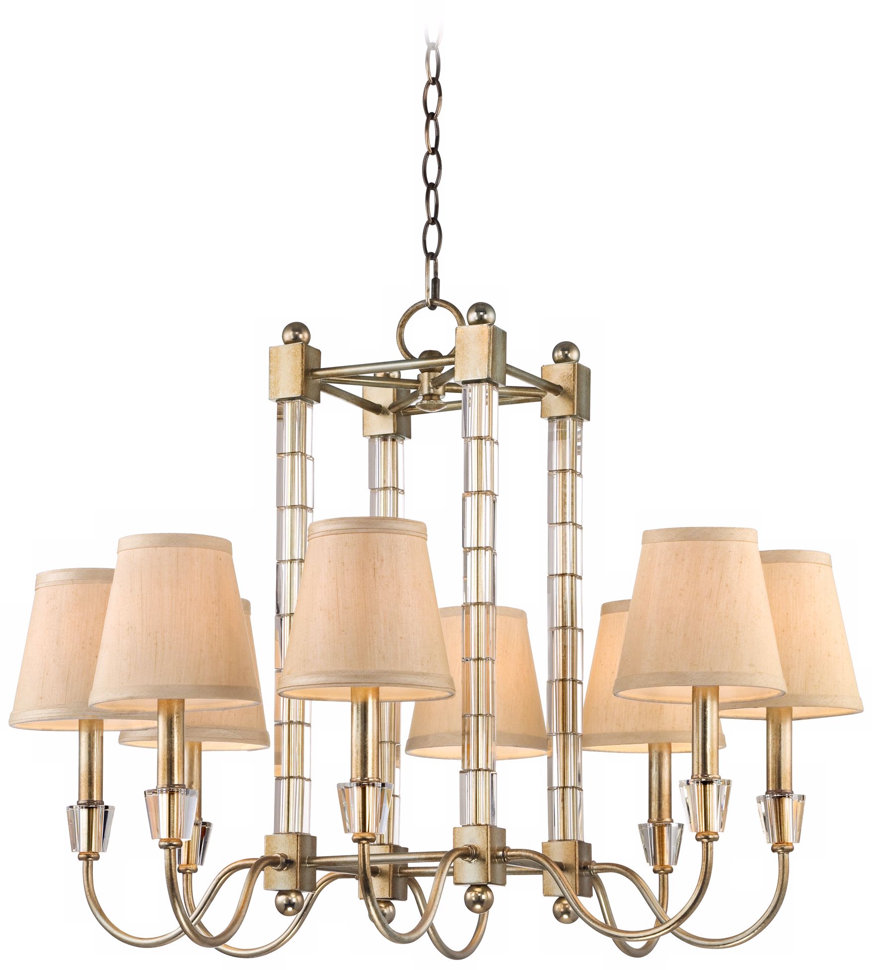 Glass Column 8-Light 28" Wide Burnished Silver Chandelier