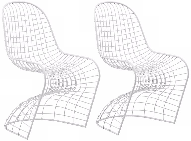 Set of 2 Zuo Modern Wickham White Steel Dining Chair