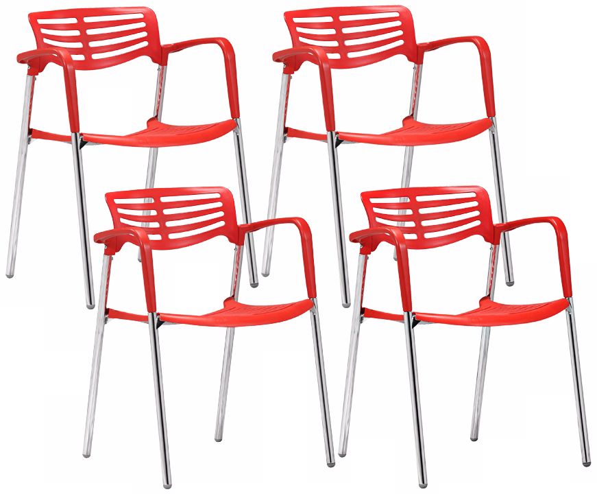 Set of 4 Zuo Modern Scope Red Dining Chair