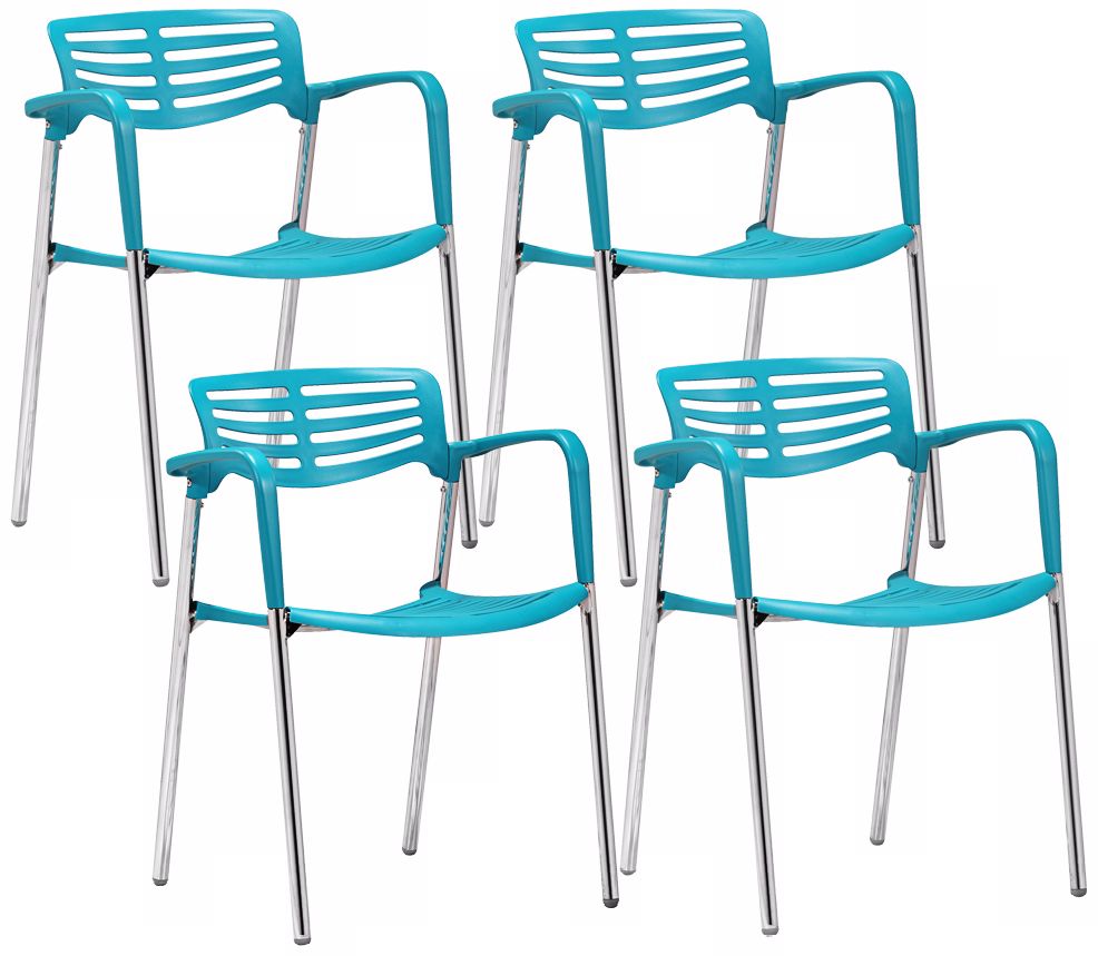 Set of 4 Zuo Modern Scope Turquoise Dining Chair