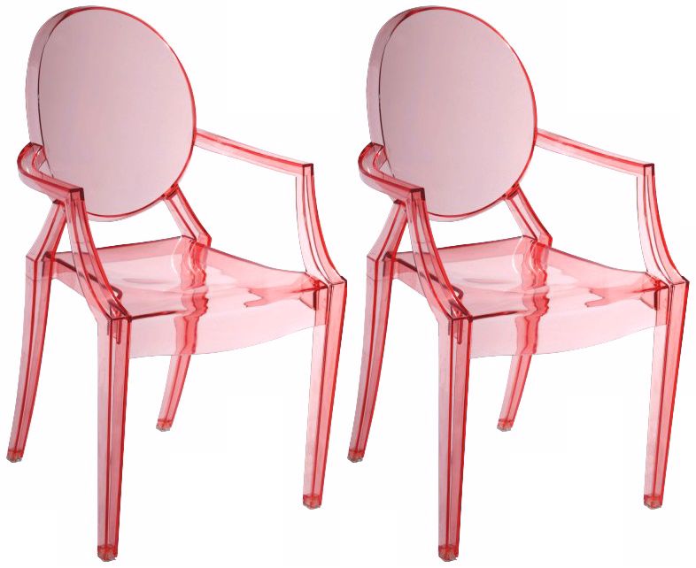 Set of Two Zuo Baby Anime Transparent Red Kids Armchairs