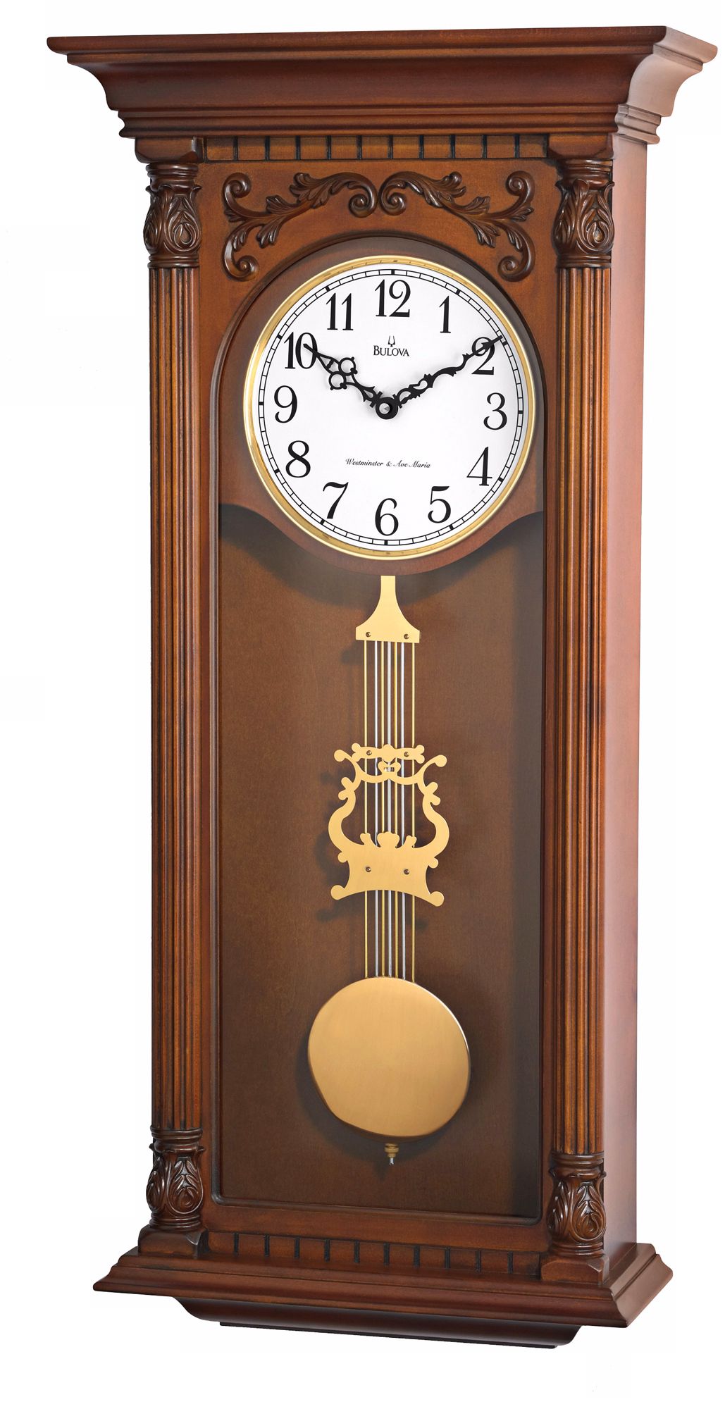 Bulova Norwood 33 3/4" High Solid Wood Wall Clock