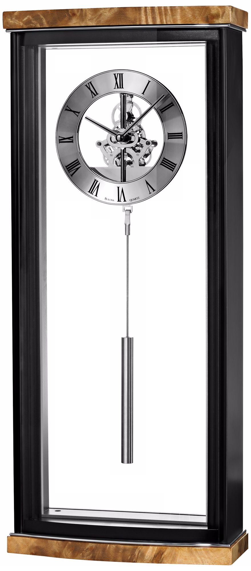 Bulova Landon 20" High Black and Chrome Wall Clock