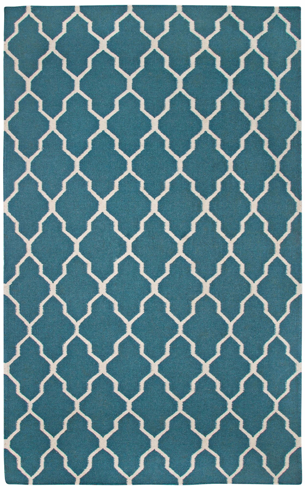Lattice Collection Teal Flat Woven Area Rug                 