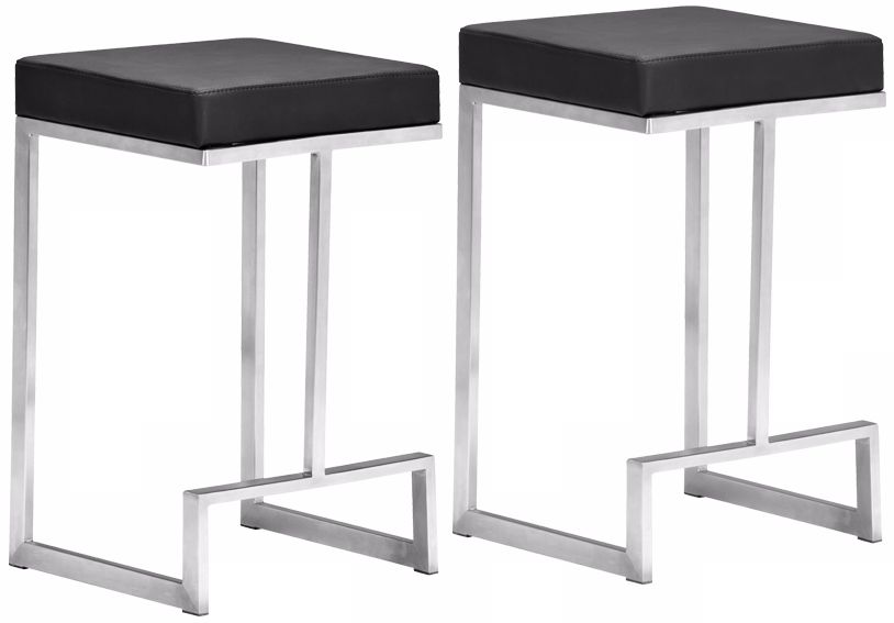 Set of 2 Zuo Modern Darwen Black 24" High Counter Stool