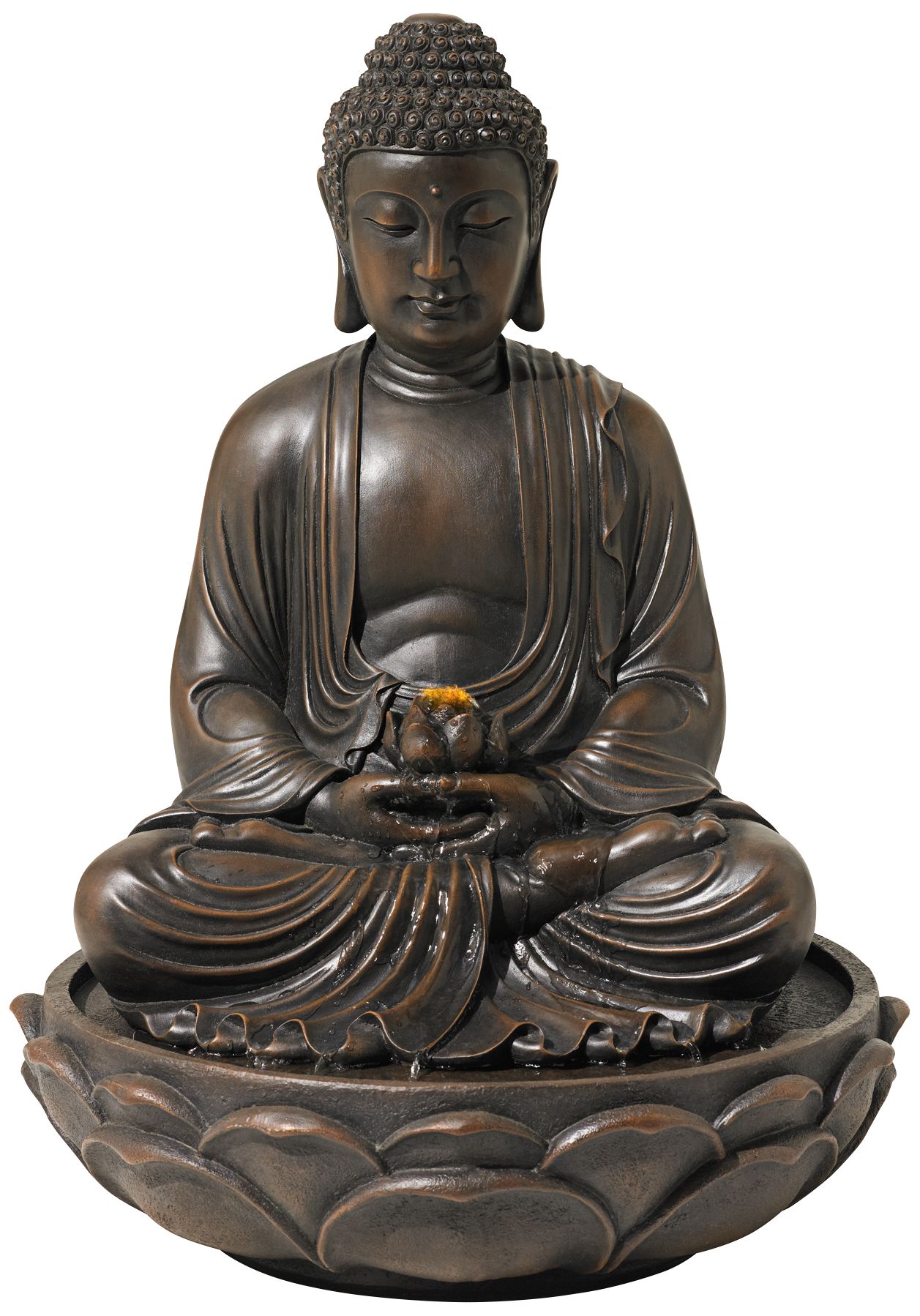 Meditating Bronze Seated Buddha Fountain
