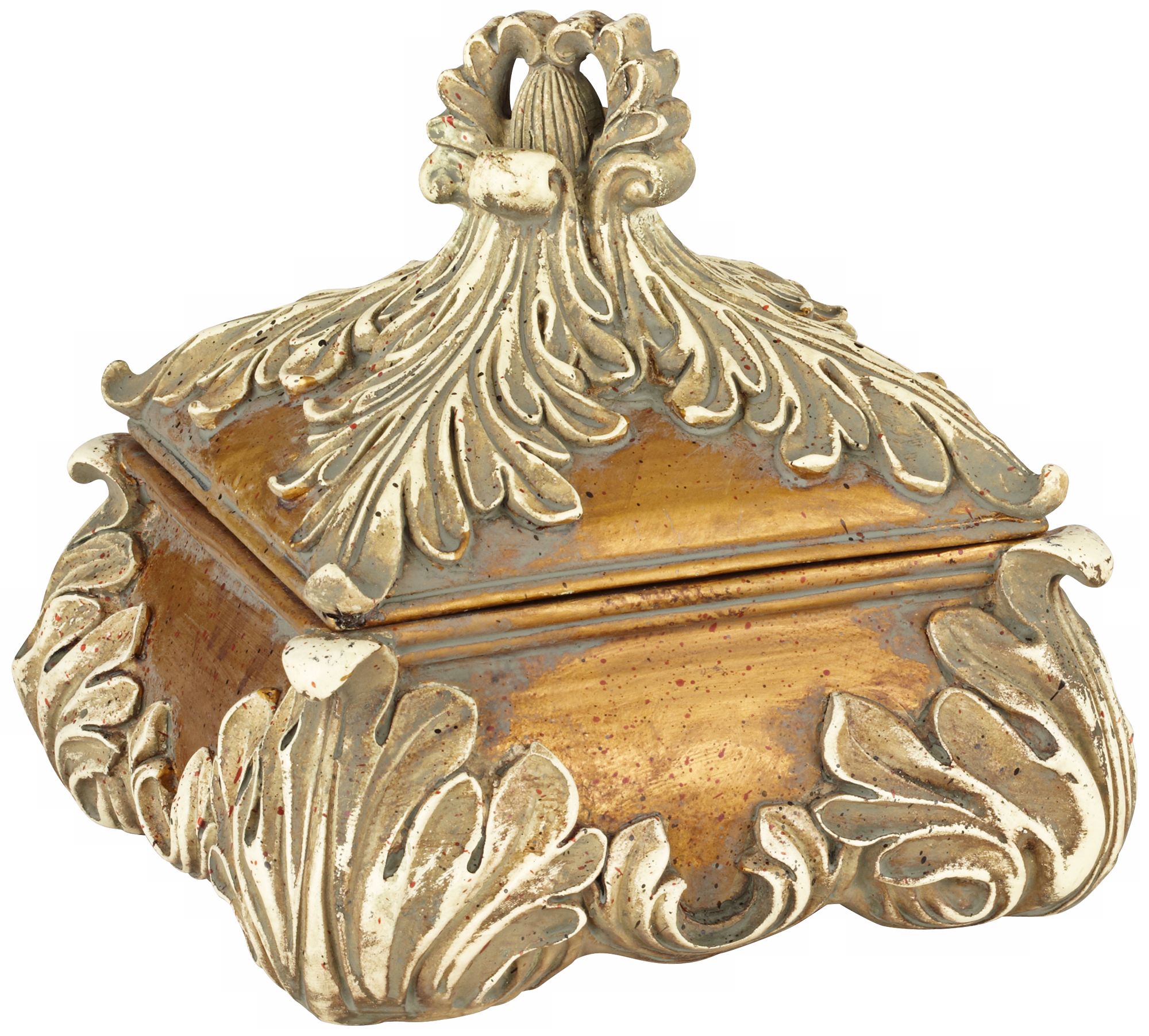 Acanthus Leaf Gold Finish Jewelry Box