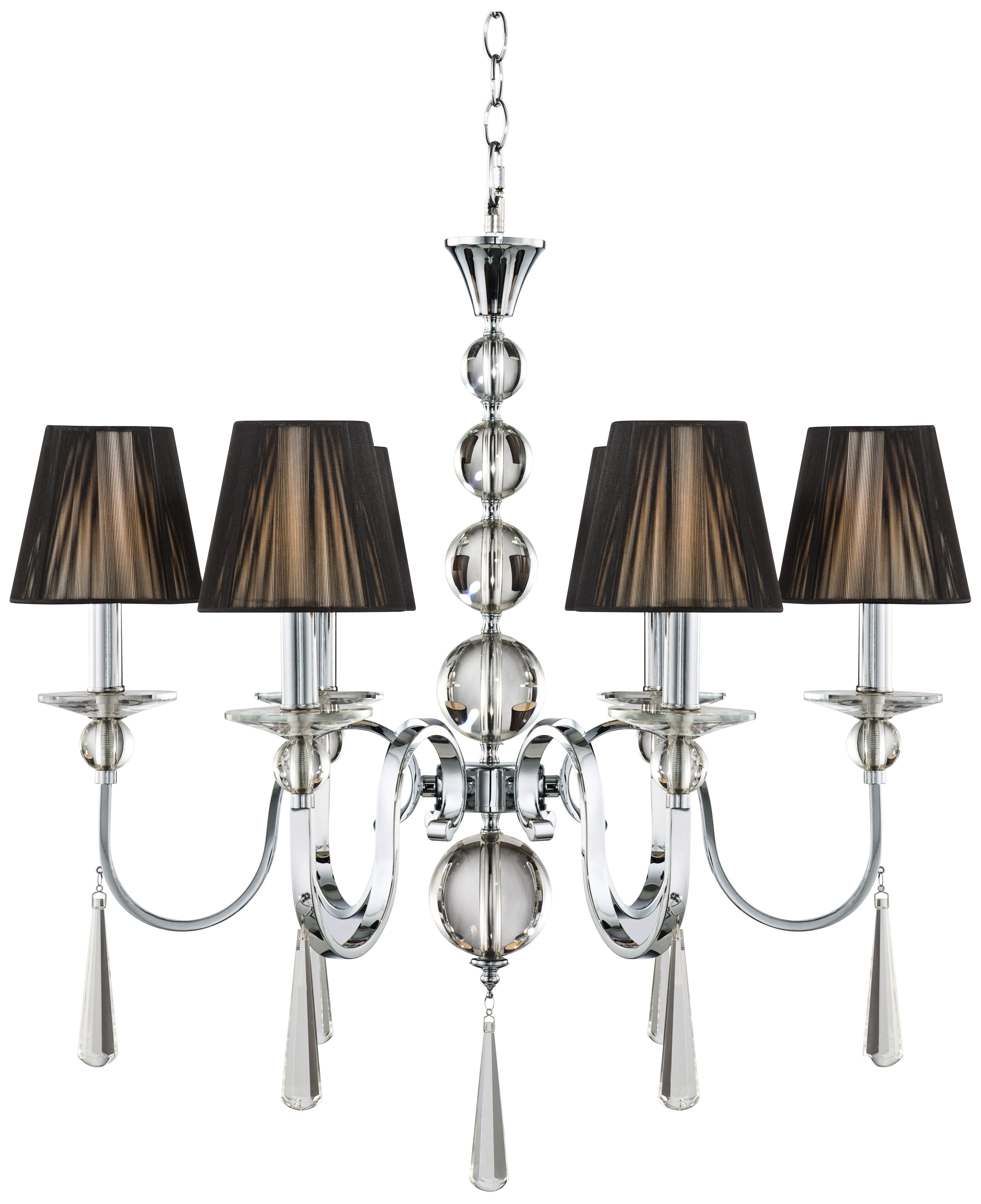 Chrome with Black String Shades 28 1/2" Wide Chandelier