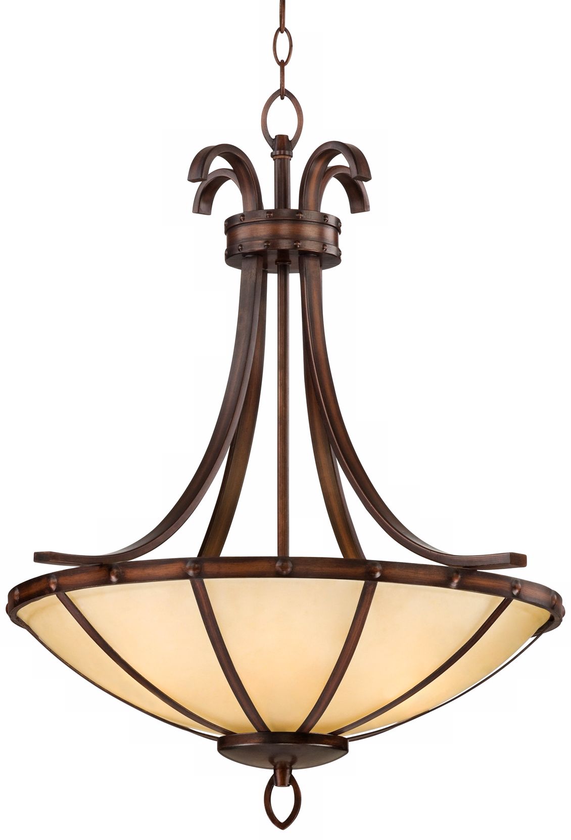 Wilton Bronze 24" Wide Ecru Glass Bowl Pendant Light