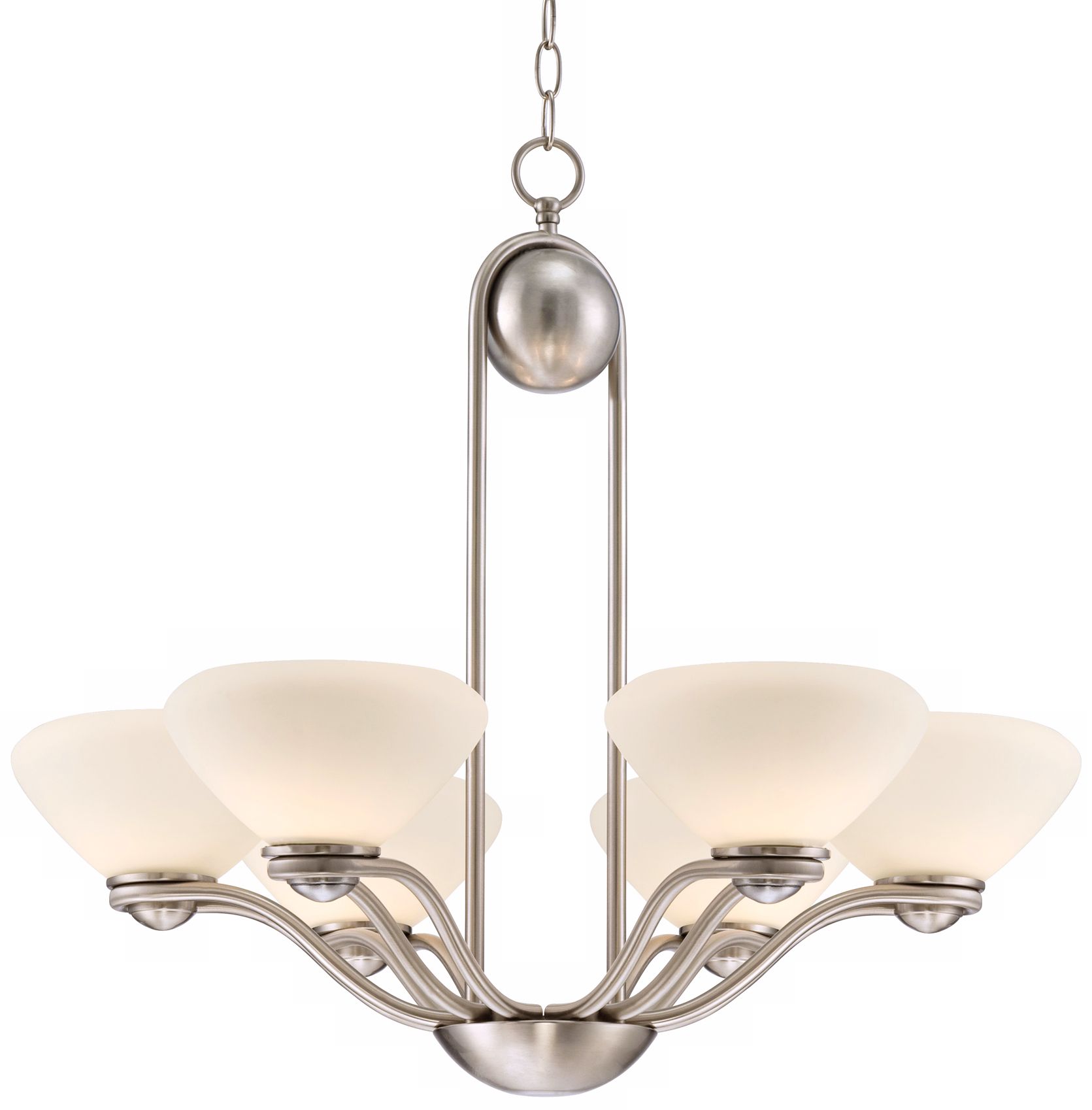 Contemporary Curves 28" Wide Nickel and Glass Chandelier