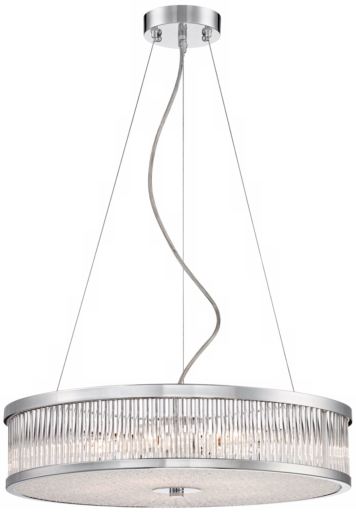 Possini Euro Round Chrome and Glass Rod Pendant