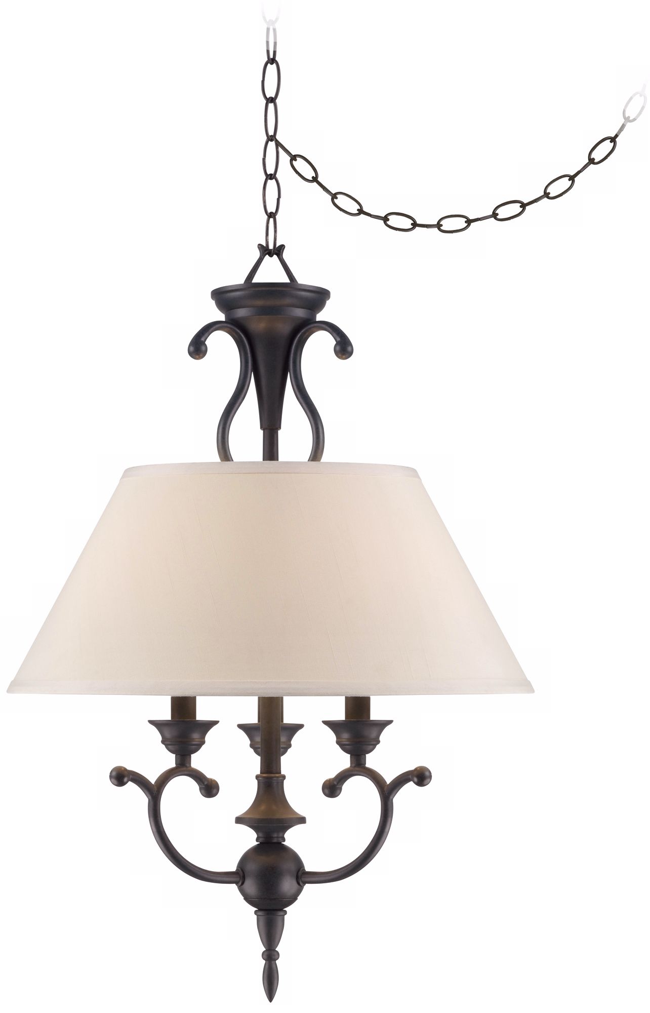 Ginger Black 18" Wide 3-Light Swag Plug-in Chandelier