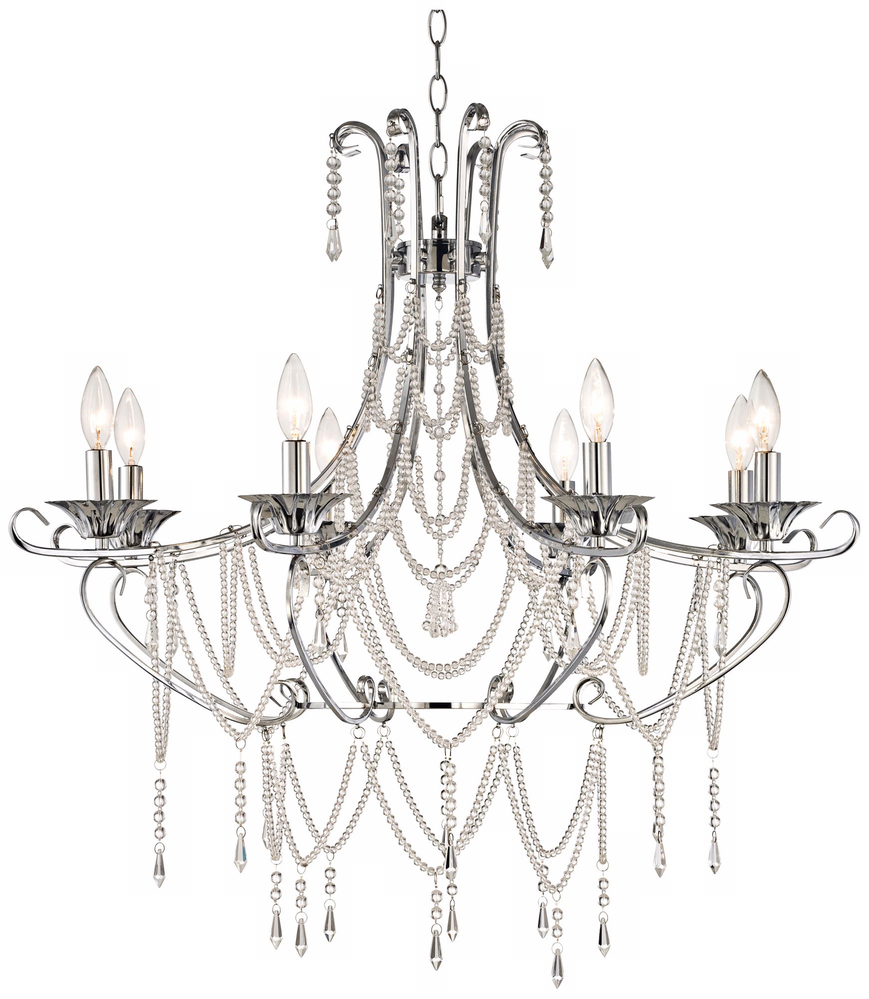 Chrome and Draped Crystal 32 1/2" Wide Chandelier