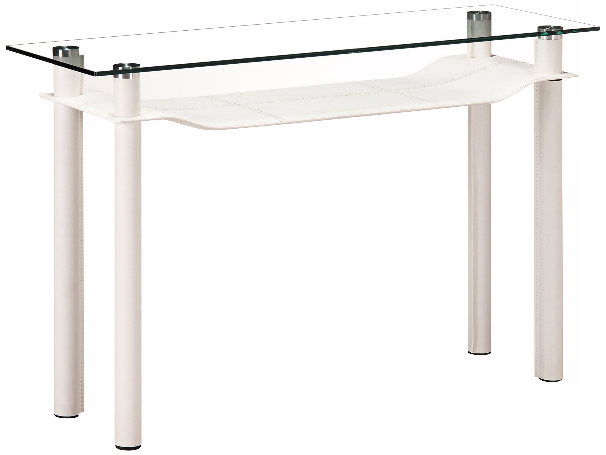 Zuo Tier White Leatherette and Glass Console Table