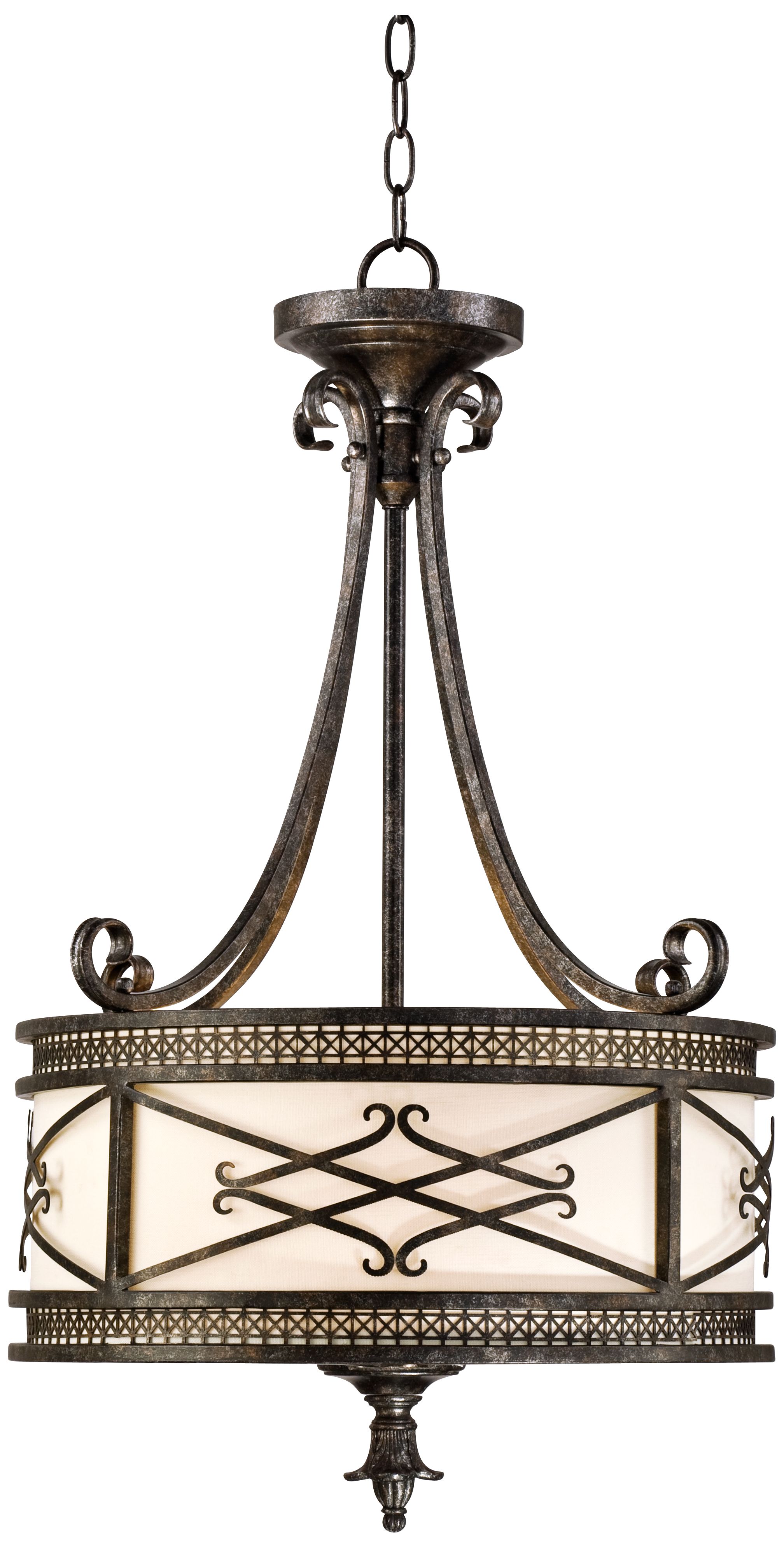 Traditional 19 1/2" Wide Bronze Drum Pendant Light