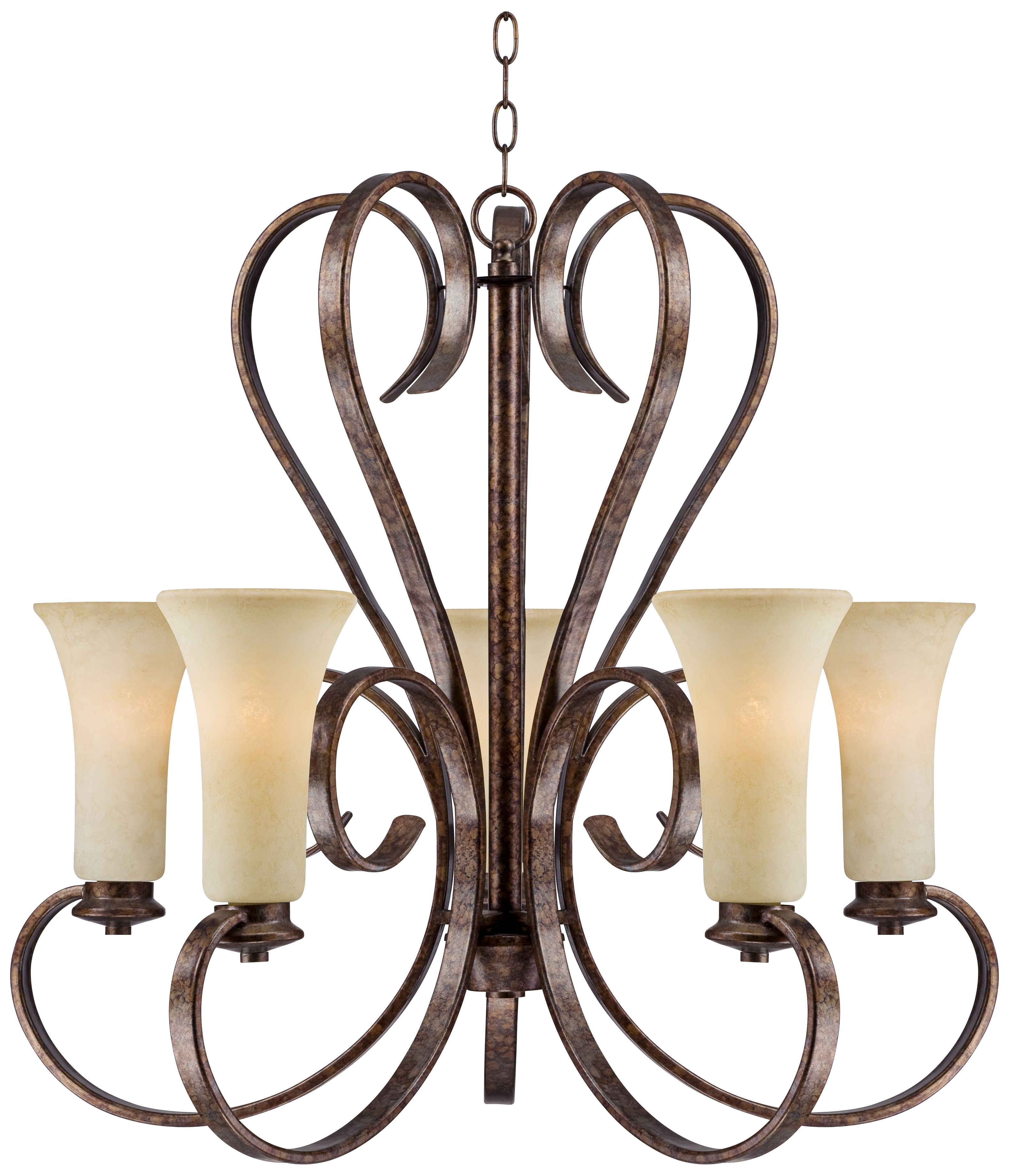 Antique Bronze 30" Wide Chandelier with Scavo Glass