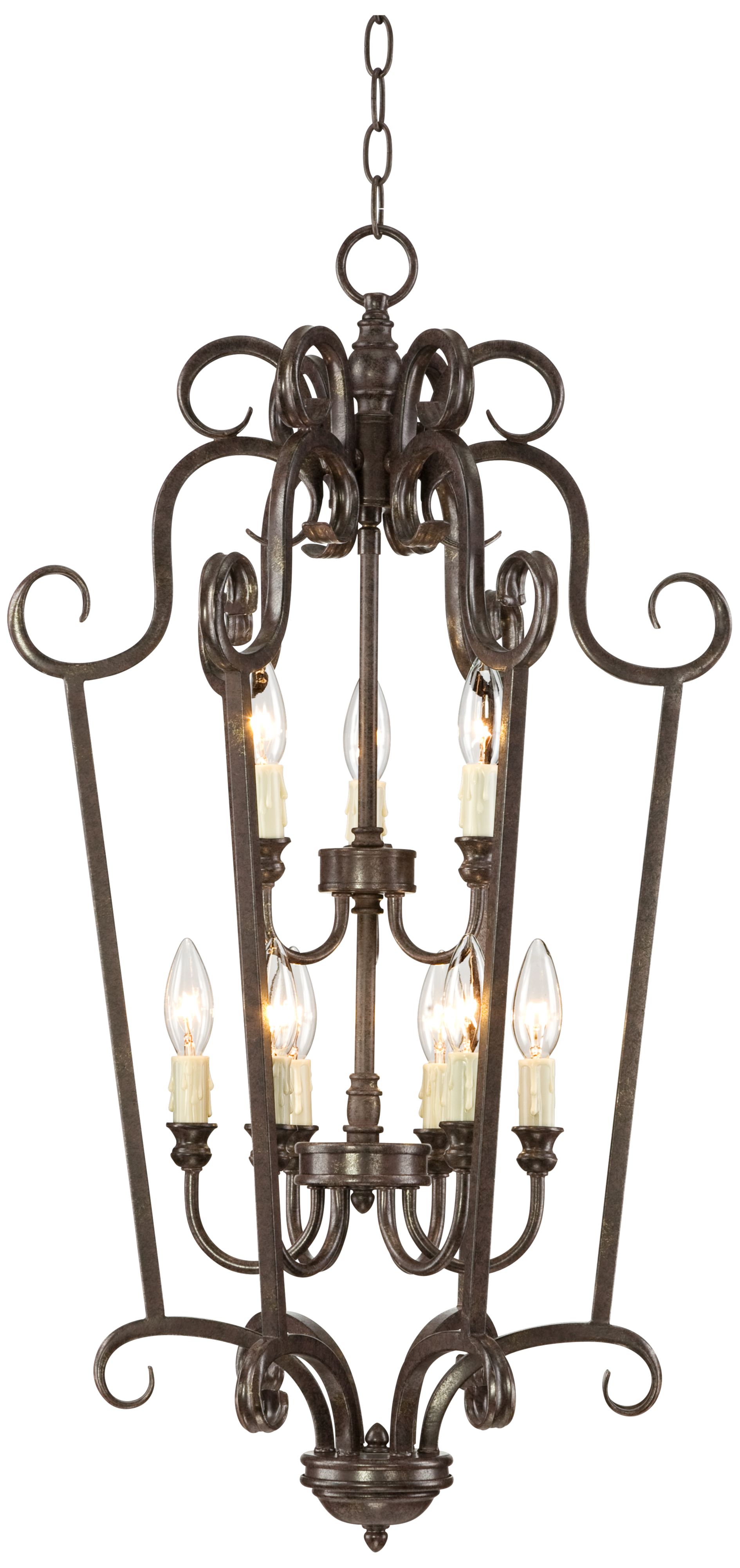 Traditional Curves 17" Wide Iron Foyer Pendant Light