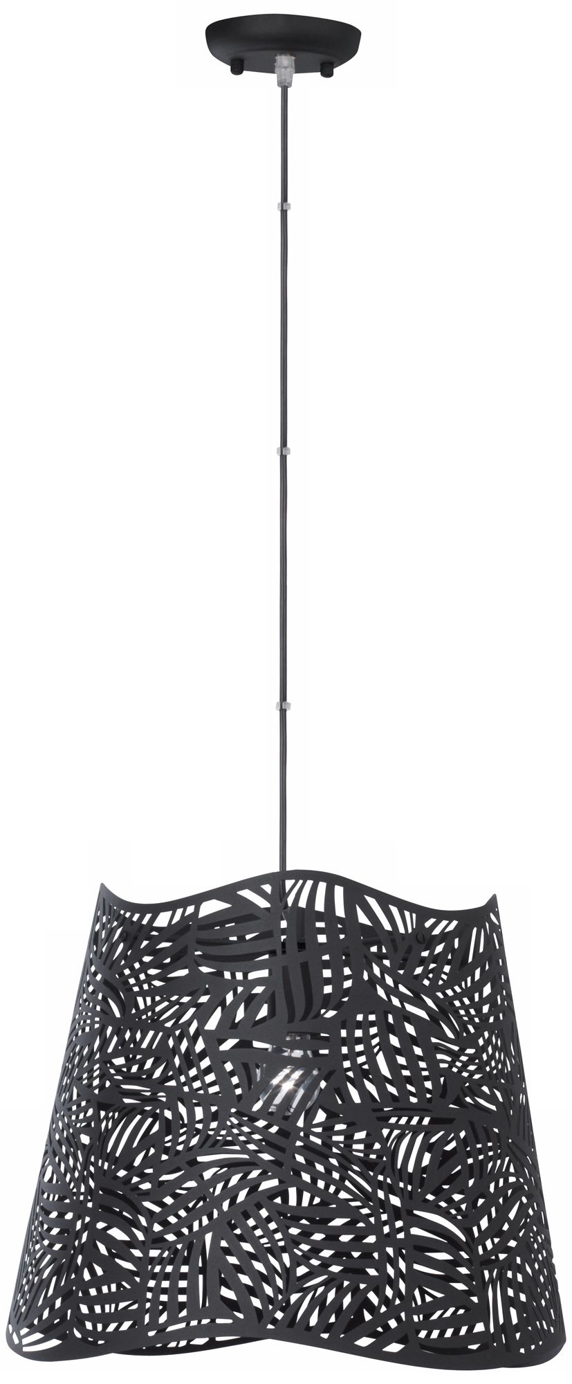 Possini Euro Wilmington 16" Wide Cut-Out Black Pendant Light