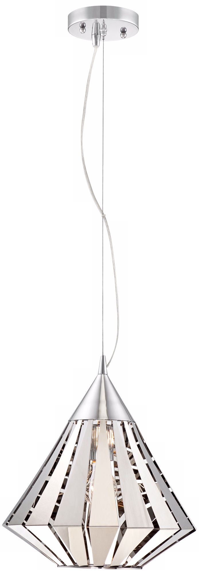 Possini Euro Diamond 12" Wide Chrome Pendant Light