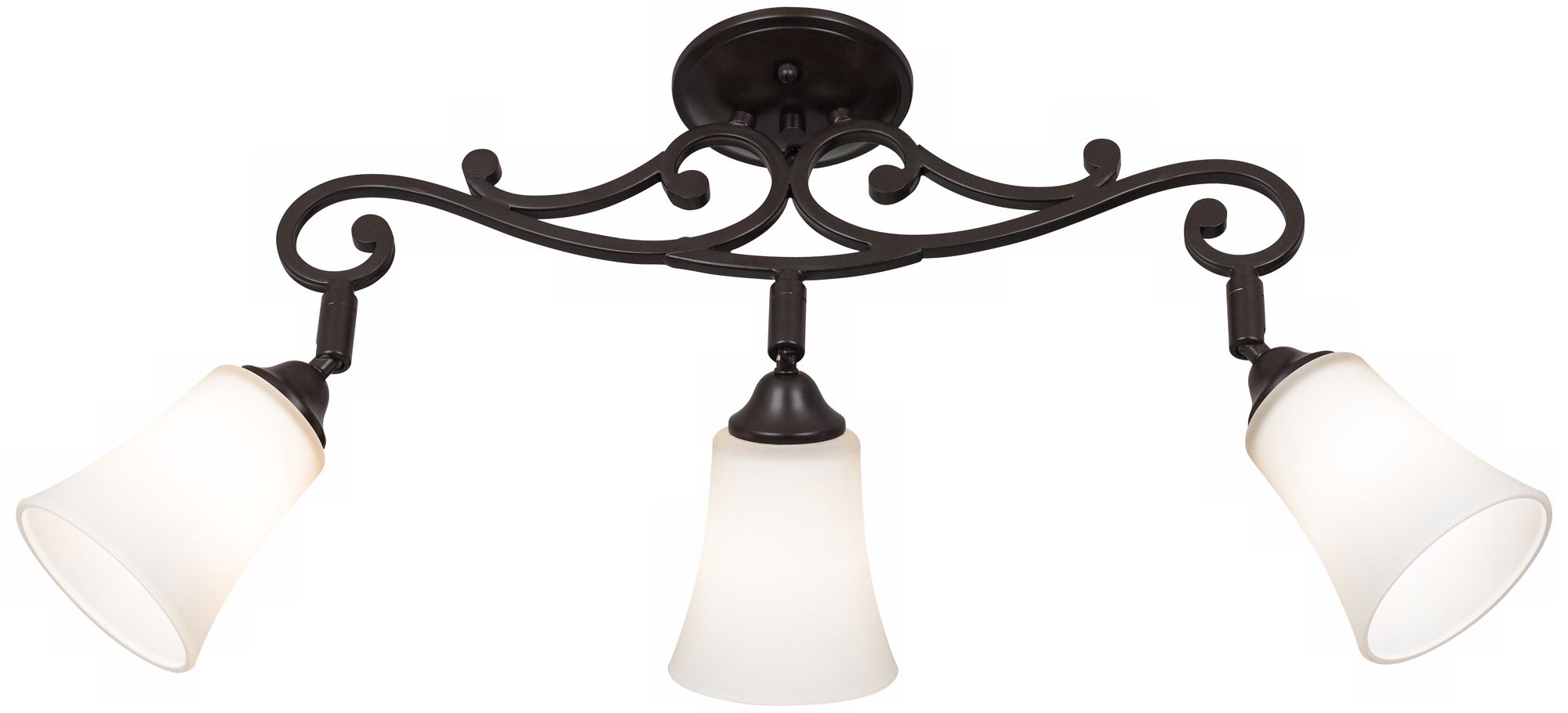 White Painted Glass 3-Light Scroll Track Fixture