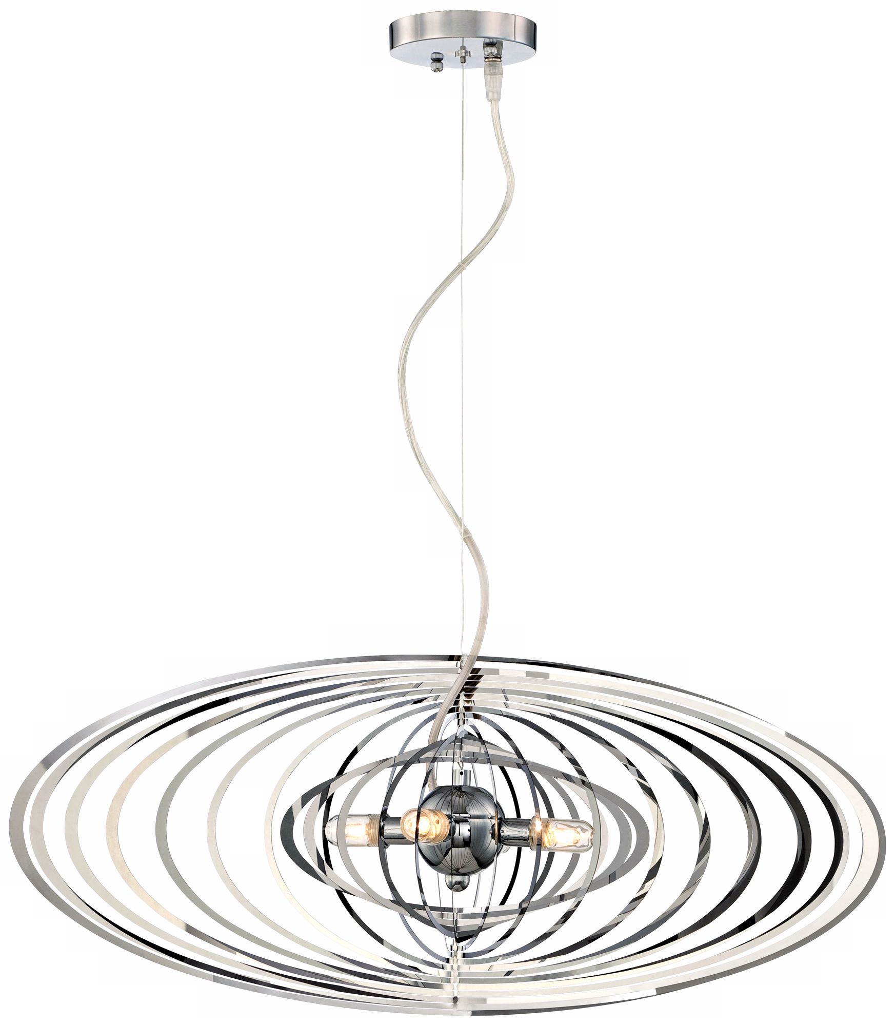 Lasercut 27" Wide Four-Light Chrome Pendant Chandelier