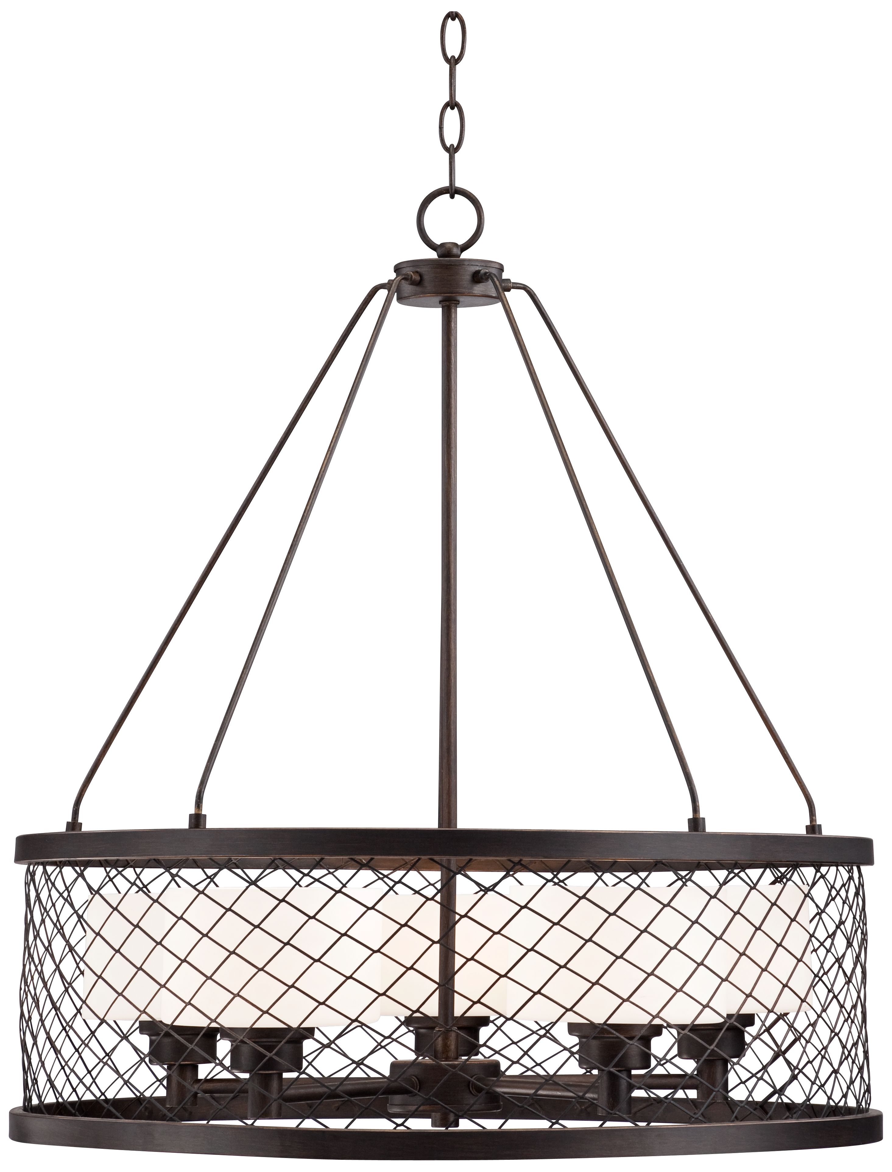 Caged Opal Glass 24 1/4" Wide Bronze Pendant Light