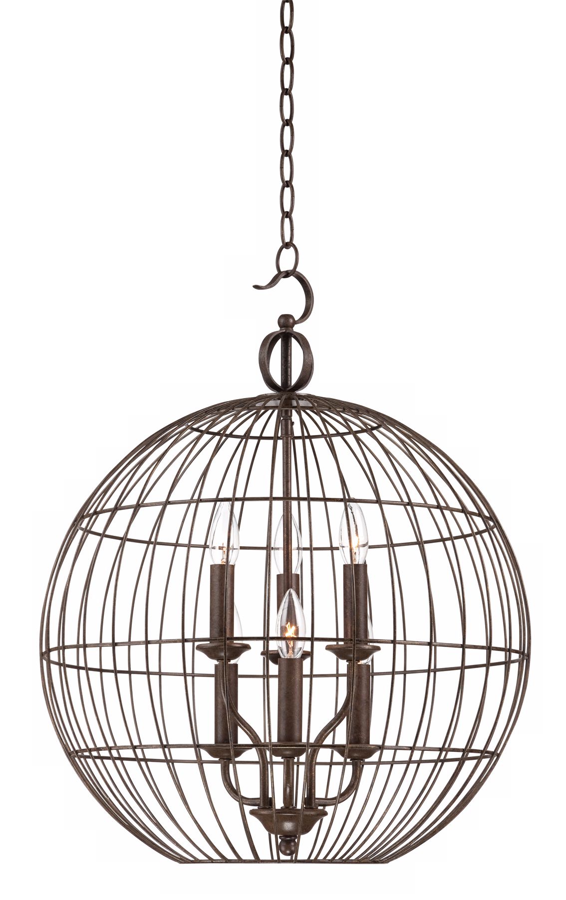 Industrial Candelabra 6-Light 20" Wide Cage Pendant Light