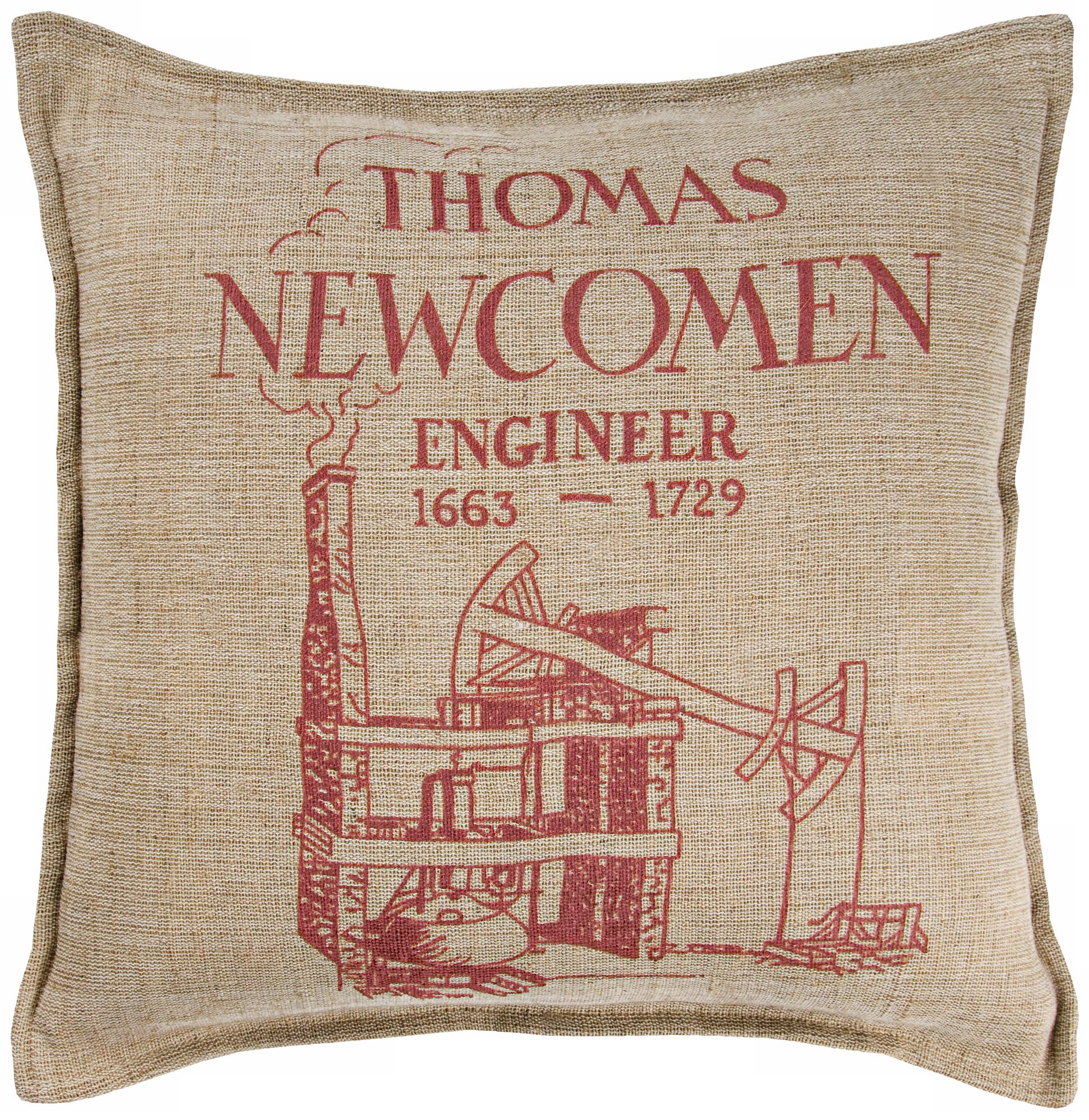 Thomas Newcomen 18" Square Beige Throw Pillow