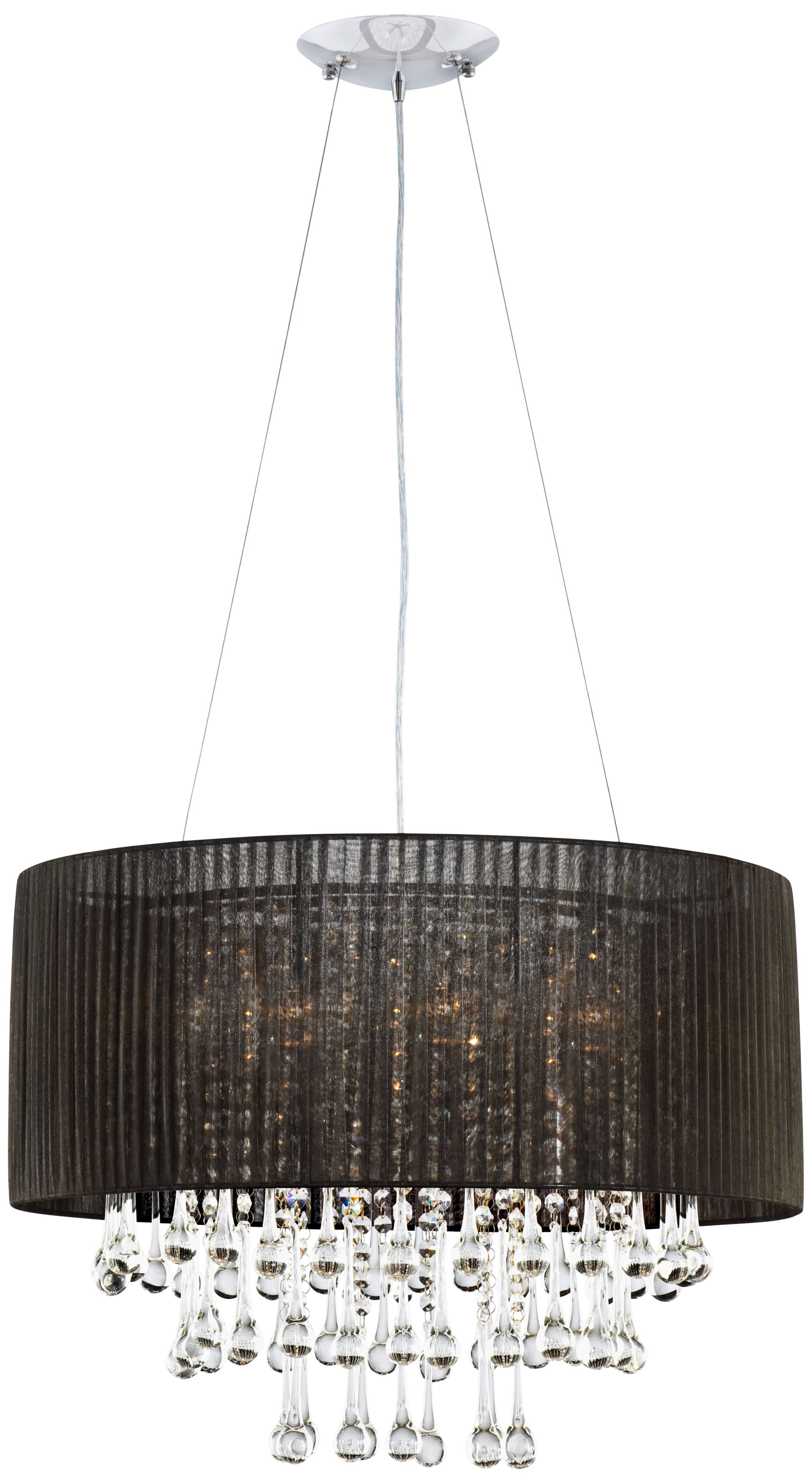 Crystal and Chrome 23" Wide Sheer Black Chandelier