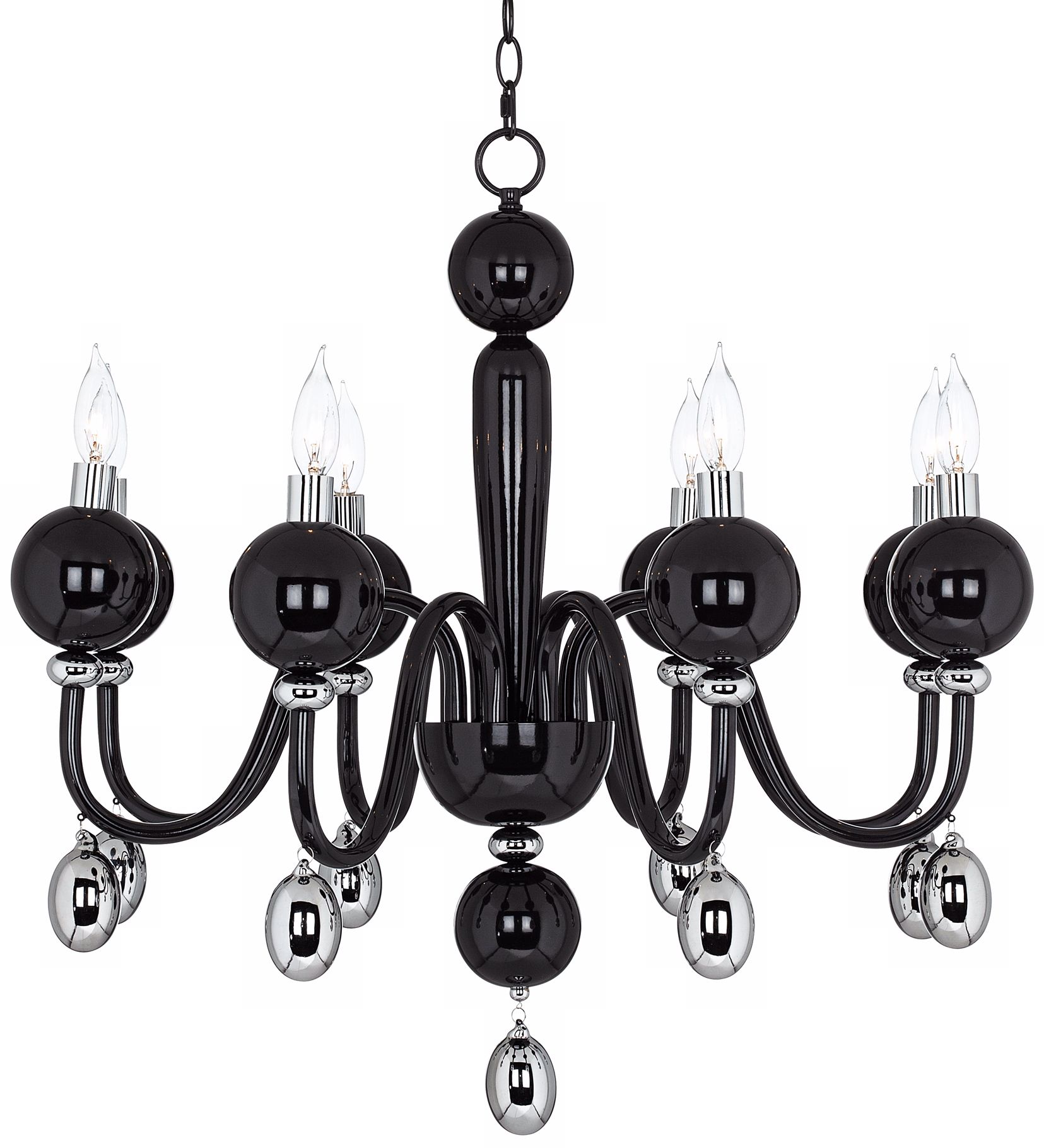 Possini Euro 28" Wide Black with Chrome Glass Chandelier