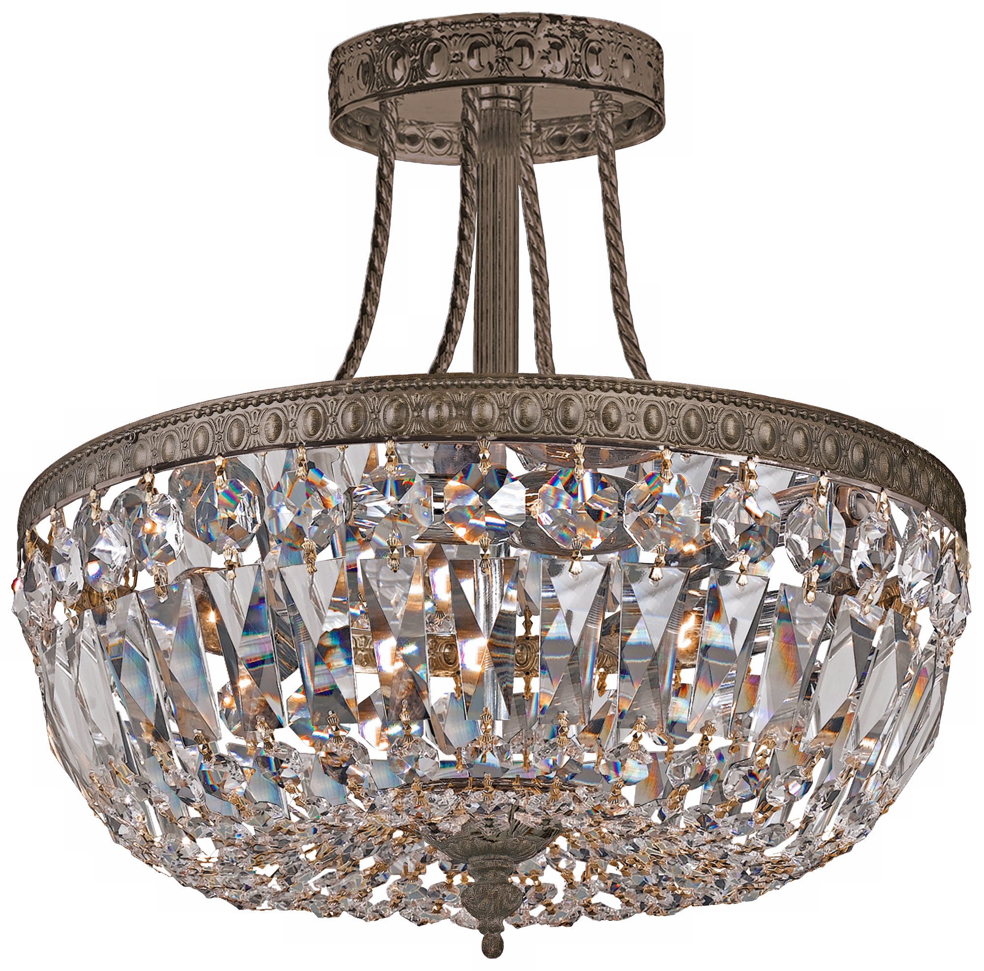 Crystorama Traditional 12" High Bronze Crystal Ceiling Light