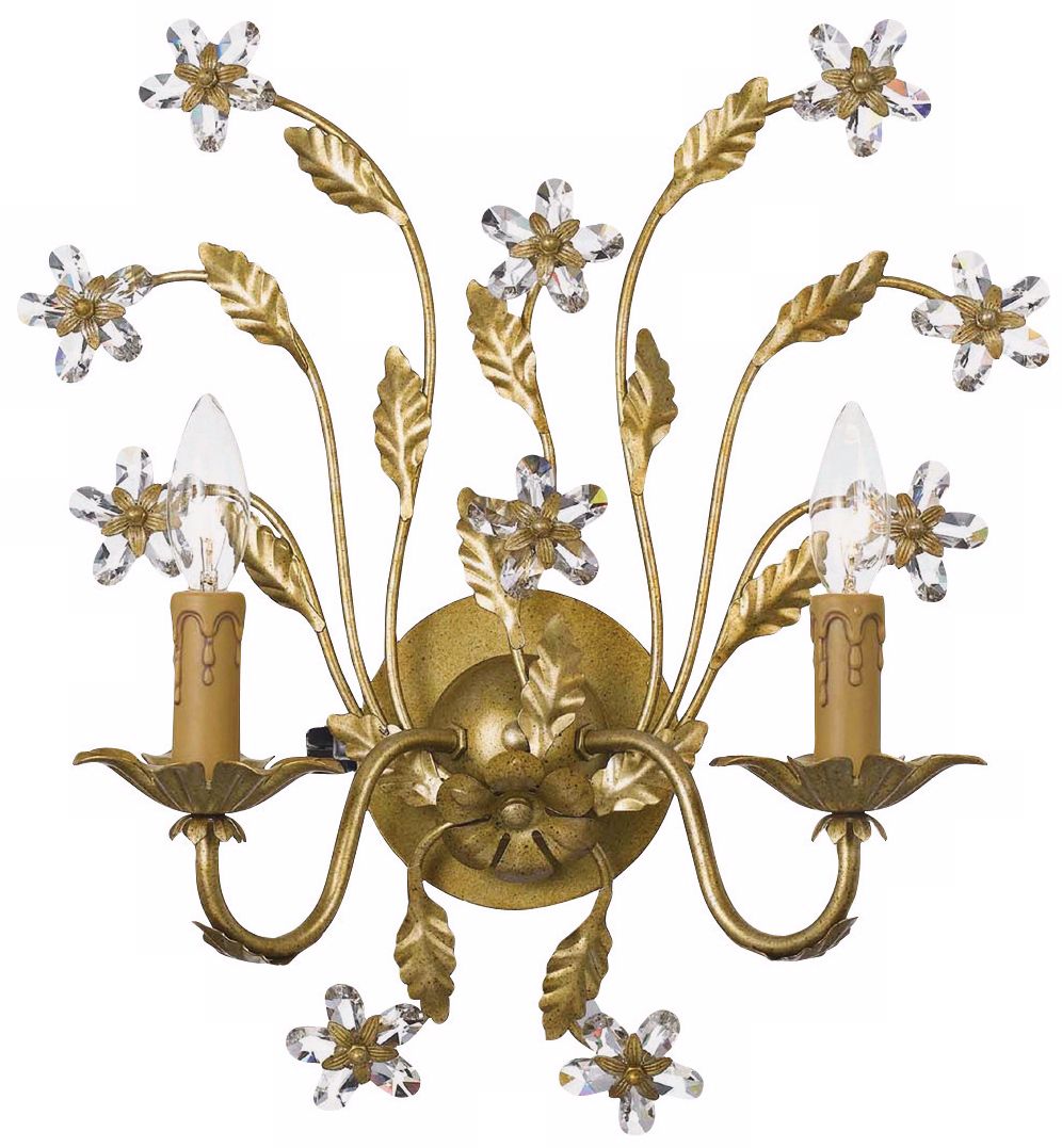 Crystorama Venice 2-Light 16" High Gold Leaf Wall Sconce