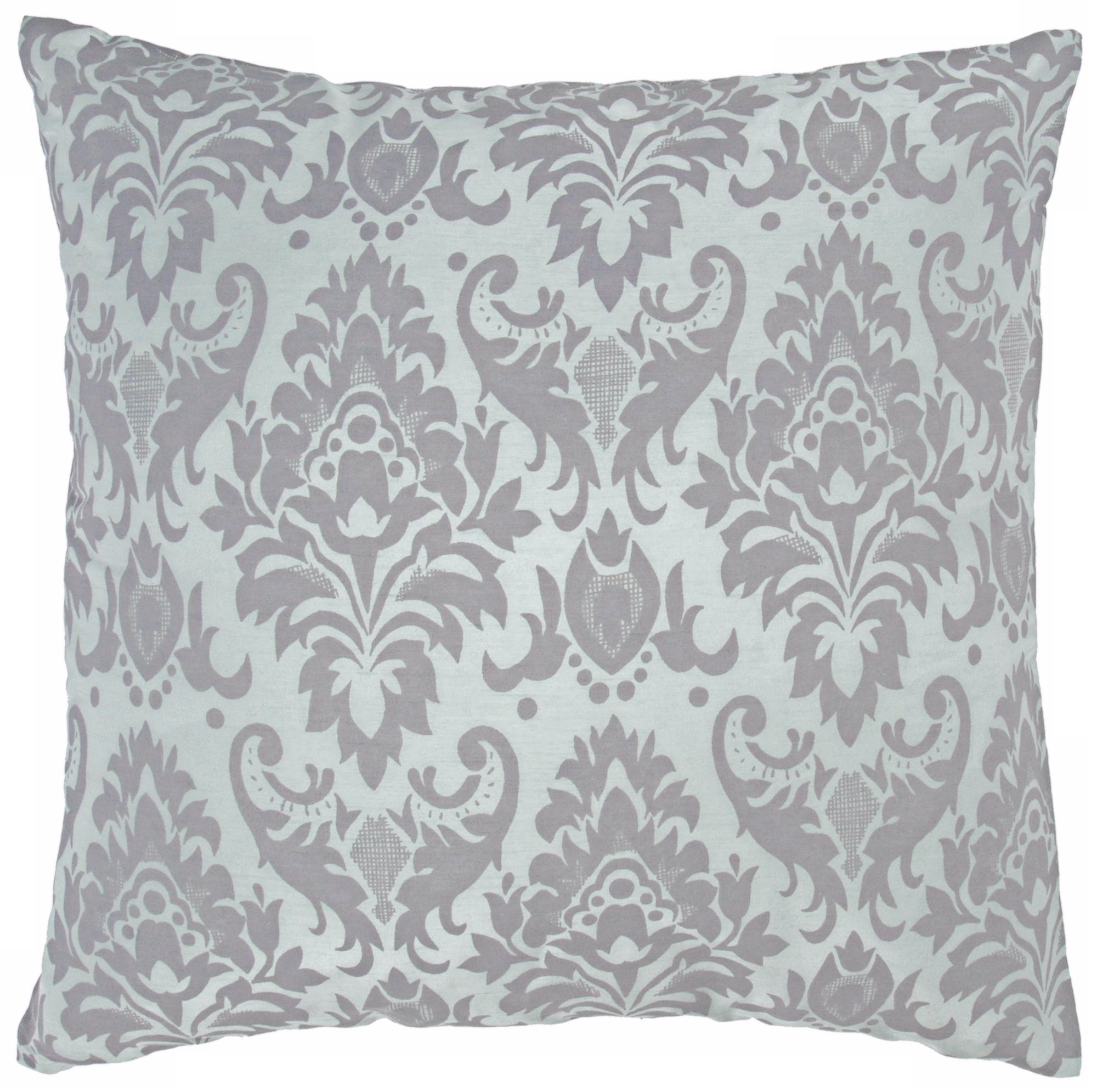 Decorative 18" Square Blue Damask Pillow With Hidden Zipper