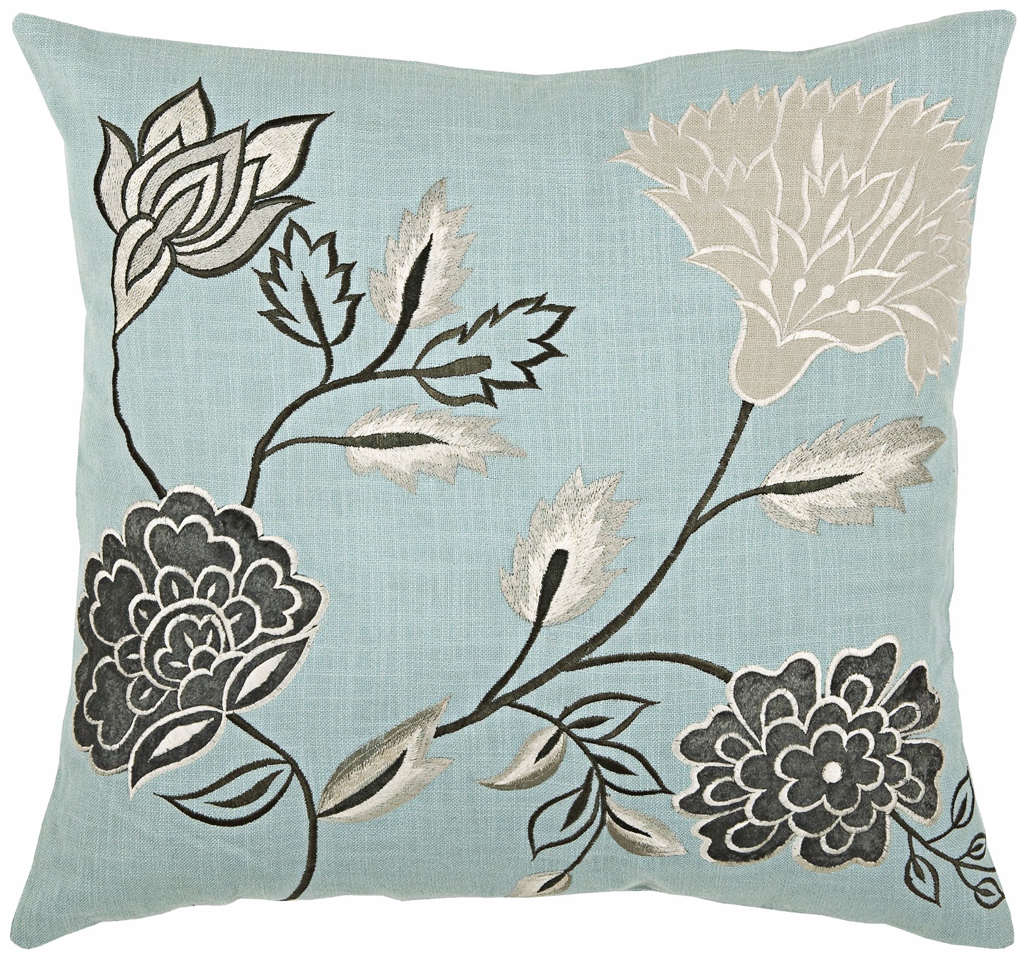 Floral 18" Square Decorative Pillow With Hidden Zipper