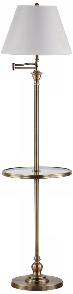 Arbor Hill Antique Brass Swing Arm Tray Table Floor Lamp