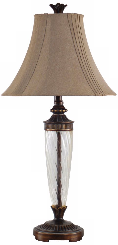 Redfield Cognac Glass and Restoration Bronze Table Lamp