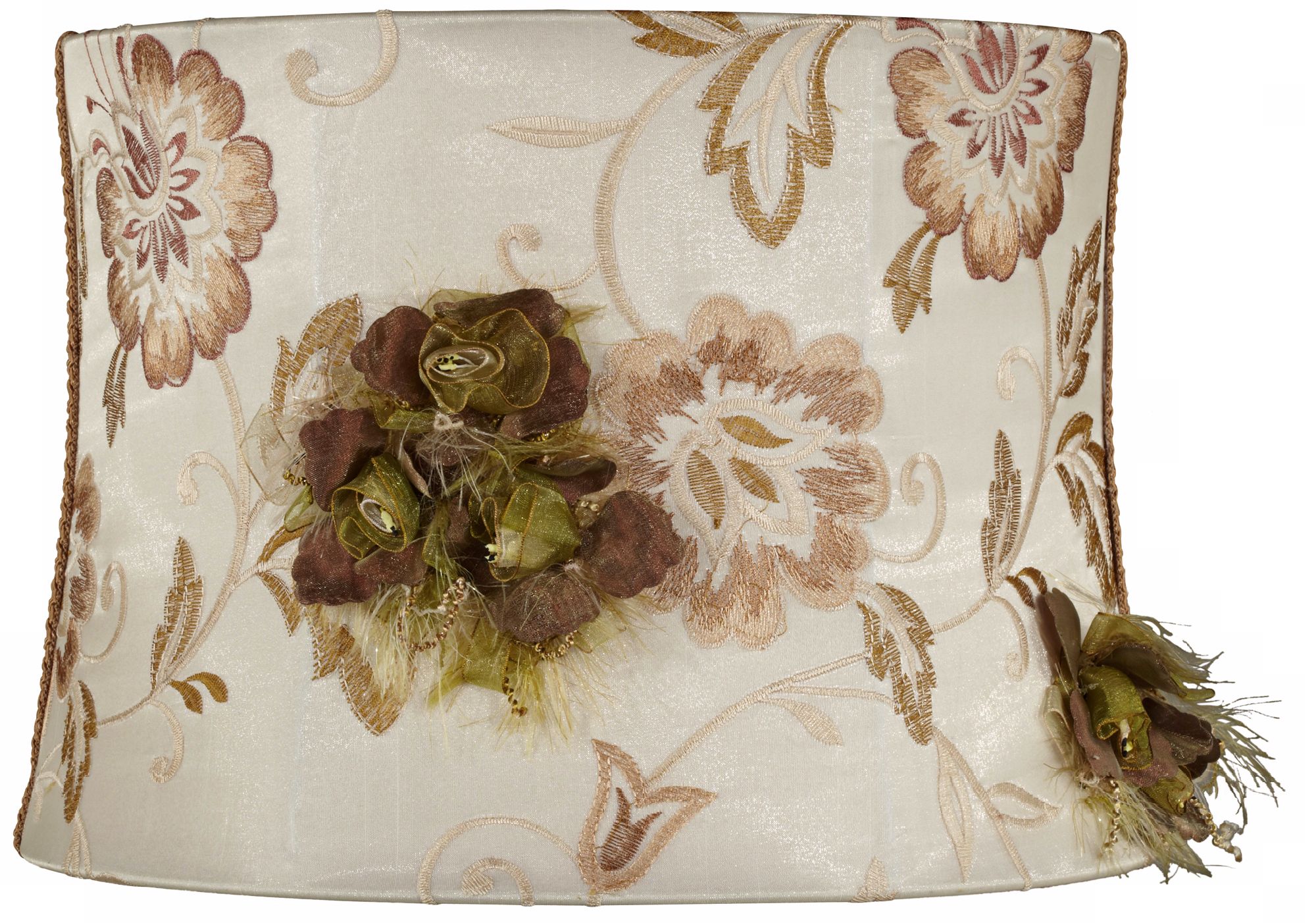 Ivory Embroidered Drum Shade 13x14x10 (Spider)