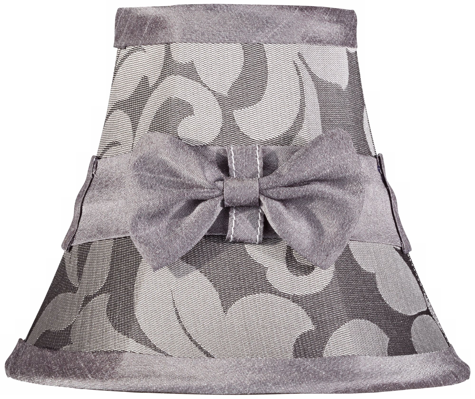 Grey Damask With Bow Clip Shade 3x6x5 (Clip-On)