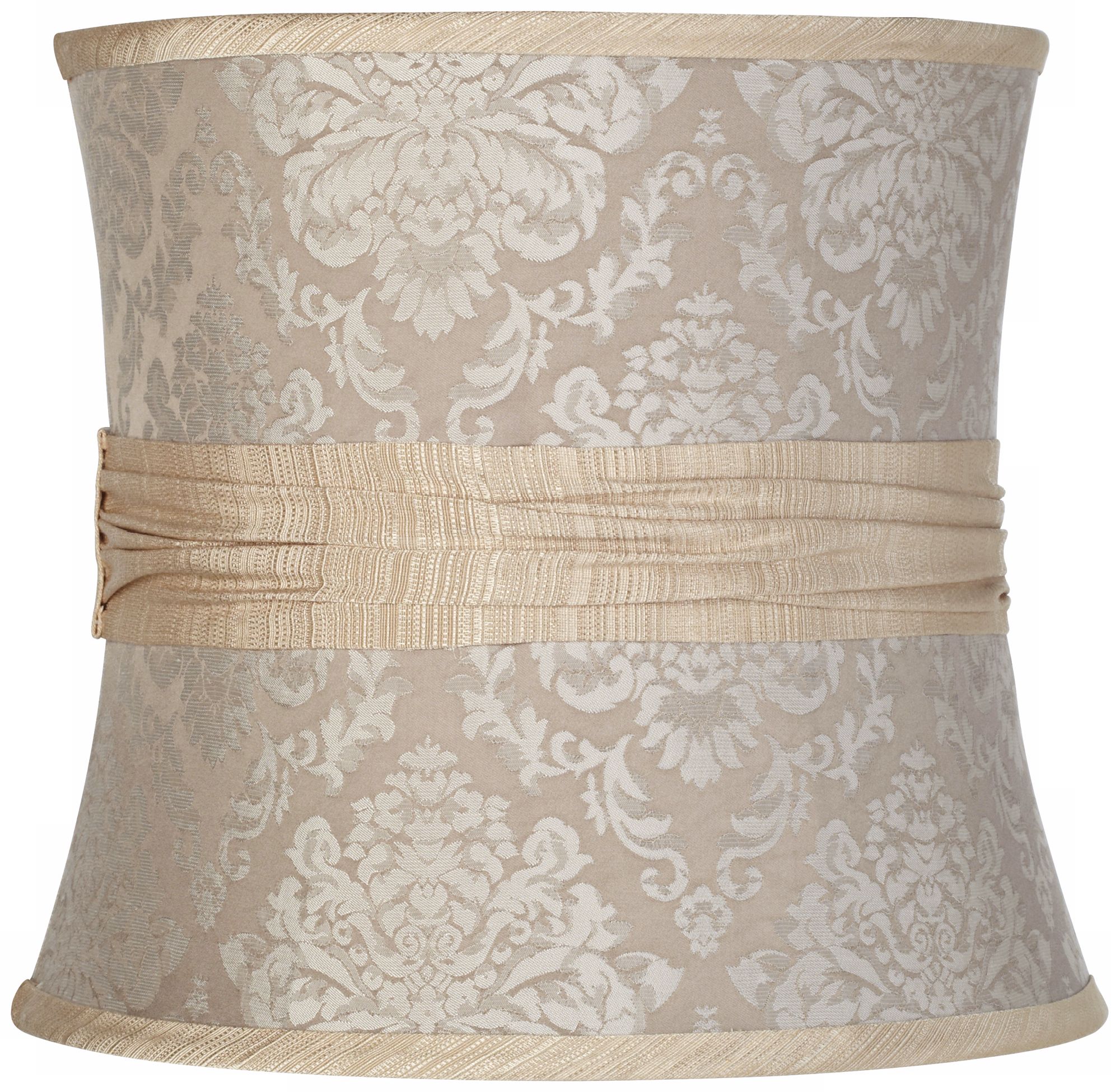 Beige Damask Pinched Drum Shade 11x12x11 (Spider)