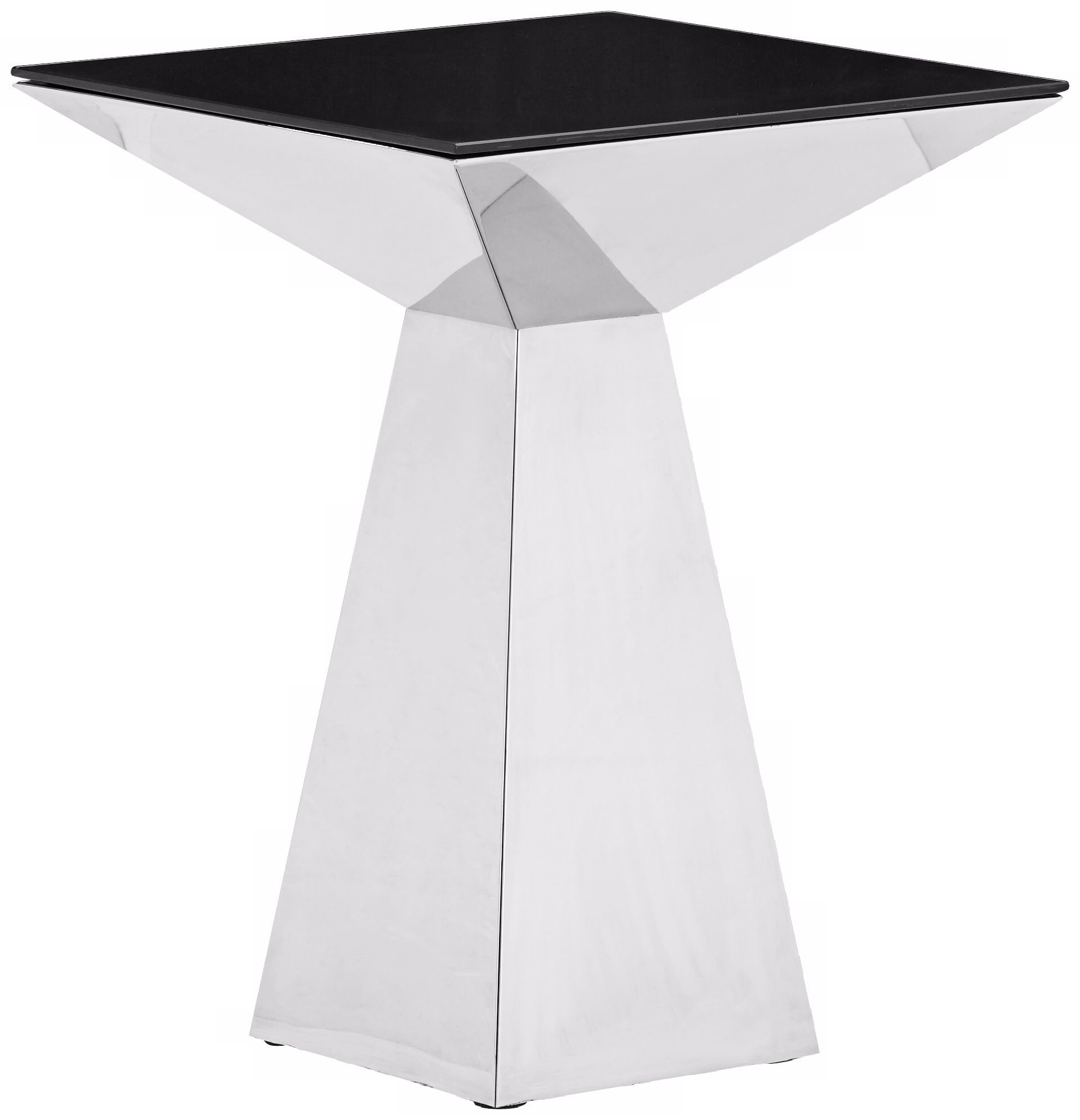 Zuo Tyrell Stainless Steel and Black Glass Side Table