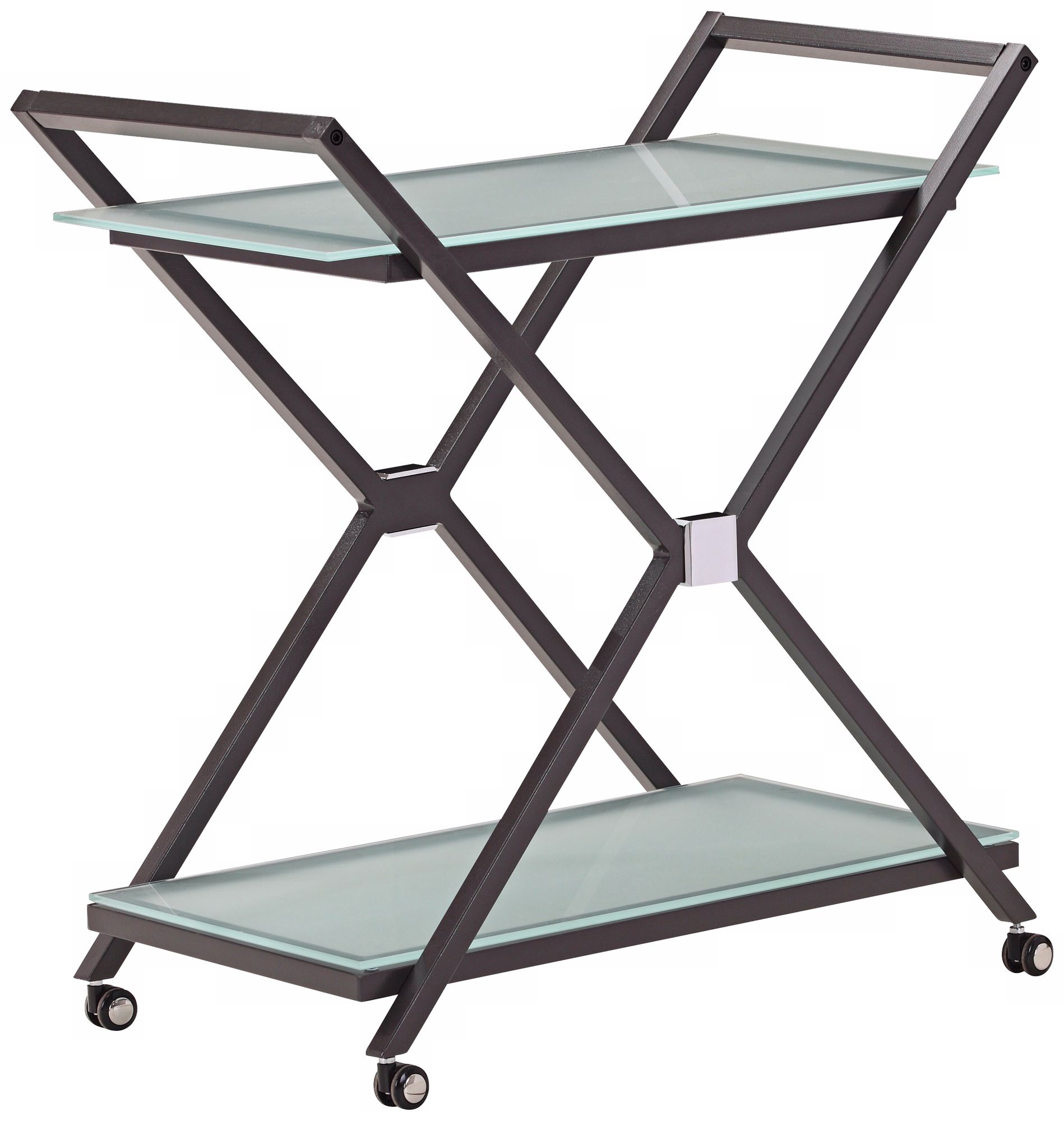 Zuo Xert Modern Smoke and Glass Serving Cart on Wheels