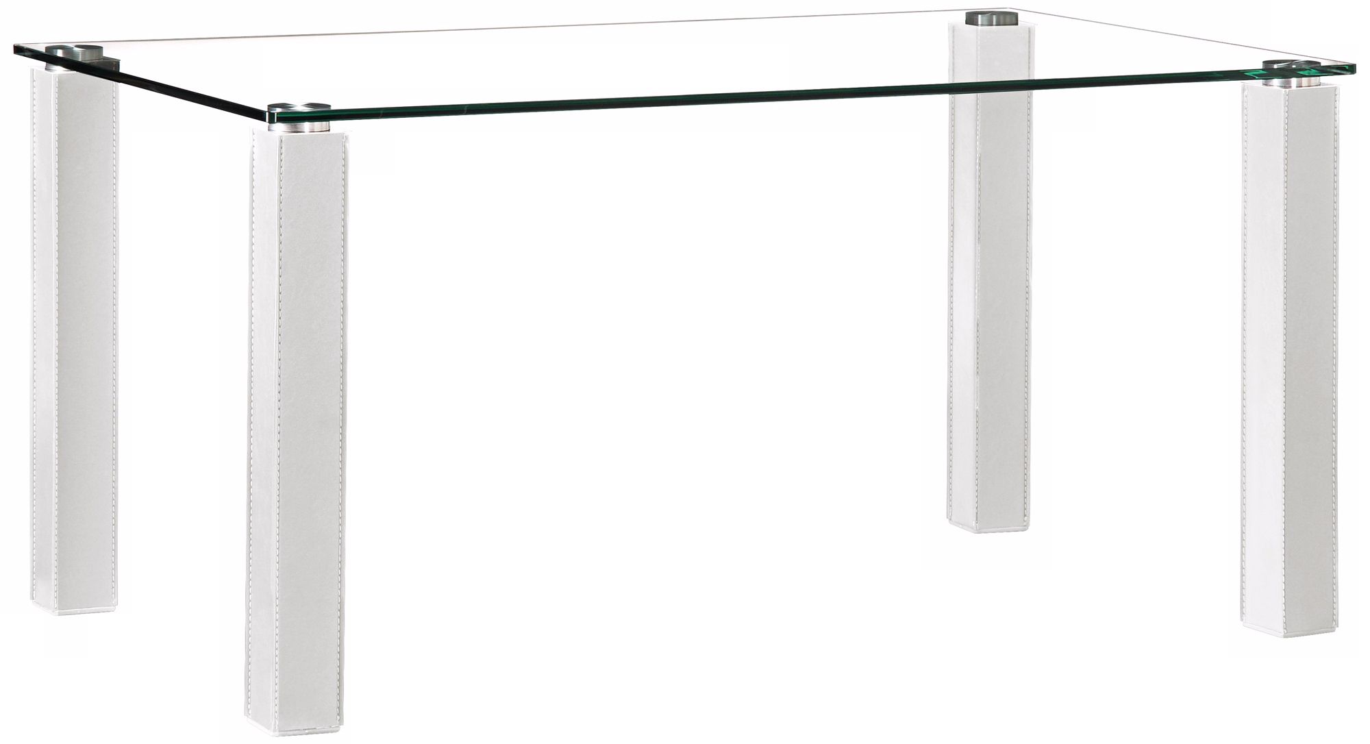 Zuo Flag White Leatherette and Glass Dining Table