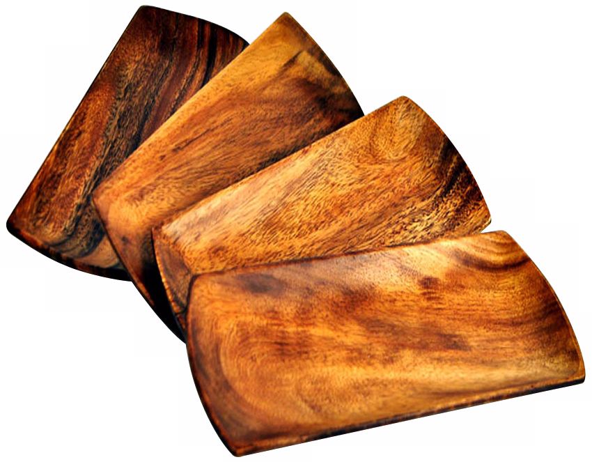 Pacific Merchants Set of 4 Acaciaware® Wood Appetizer Trays