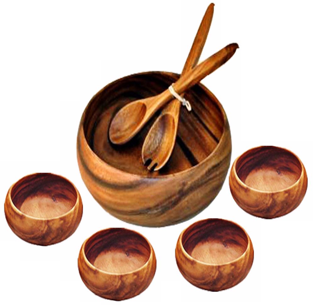 Pacific Merchants Acaciaware 7-Piece 12" Bowl Serving Set