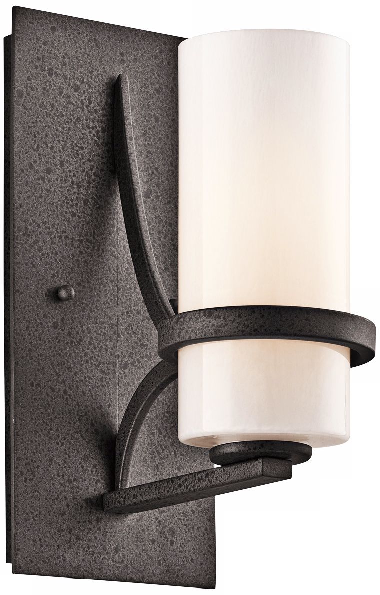 Kichler Beckett 12" High White Glass Anvil Iron Wall Sconce