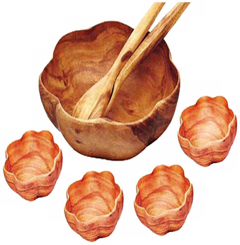 Pacific Merchants Acaciaware 7-Piece 10" Flared Bowl Set