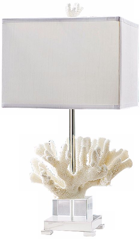 Regina-Andrew Coral and Crystal on Chrome Base Table Lamp