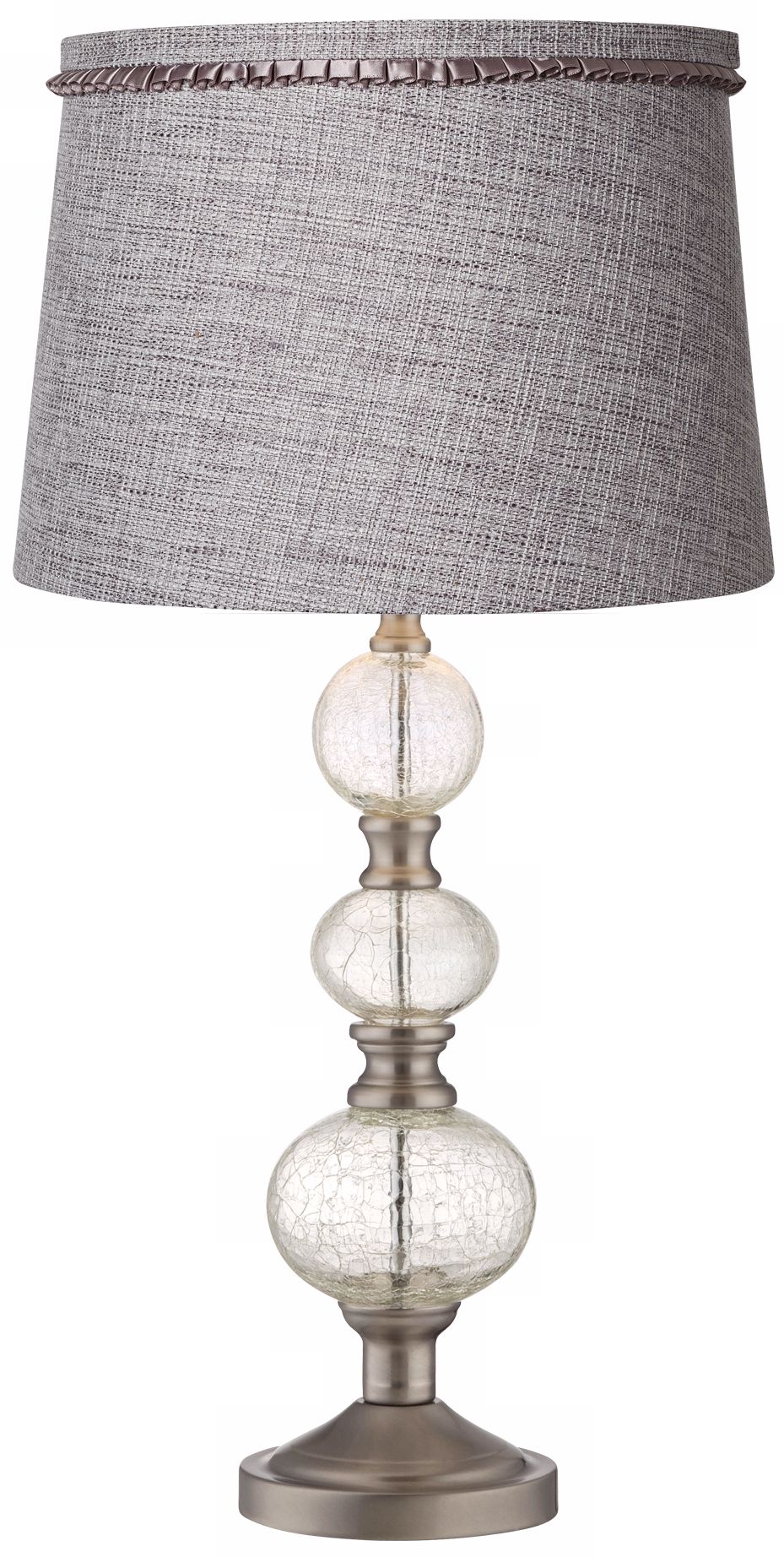Gray Tweed Crackle Spheres Glass Table Lamp